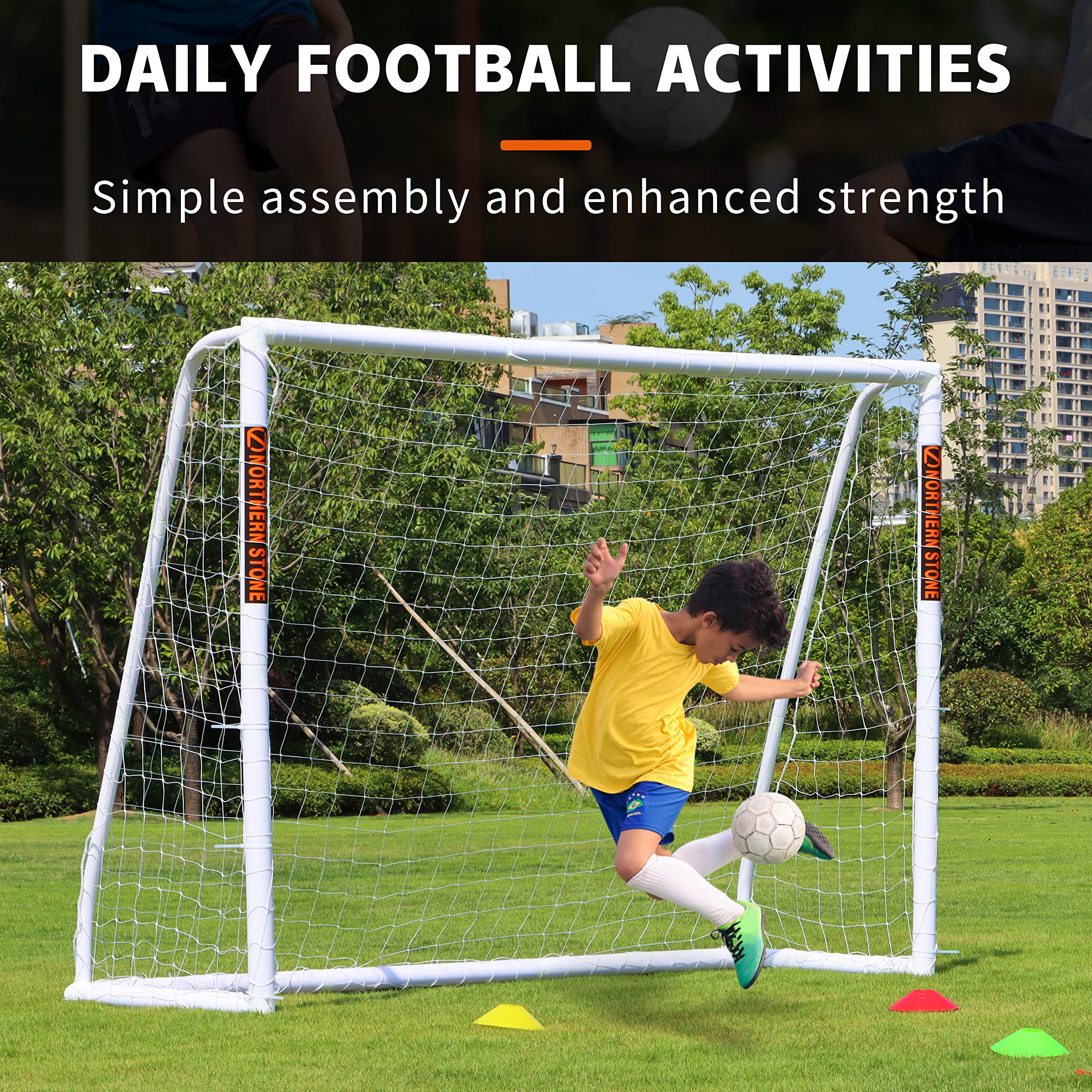 Northern Stone 8ft x 6ft uPVC Football Goal | All-Weather Portable Garden Goal