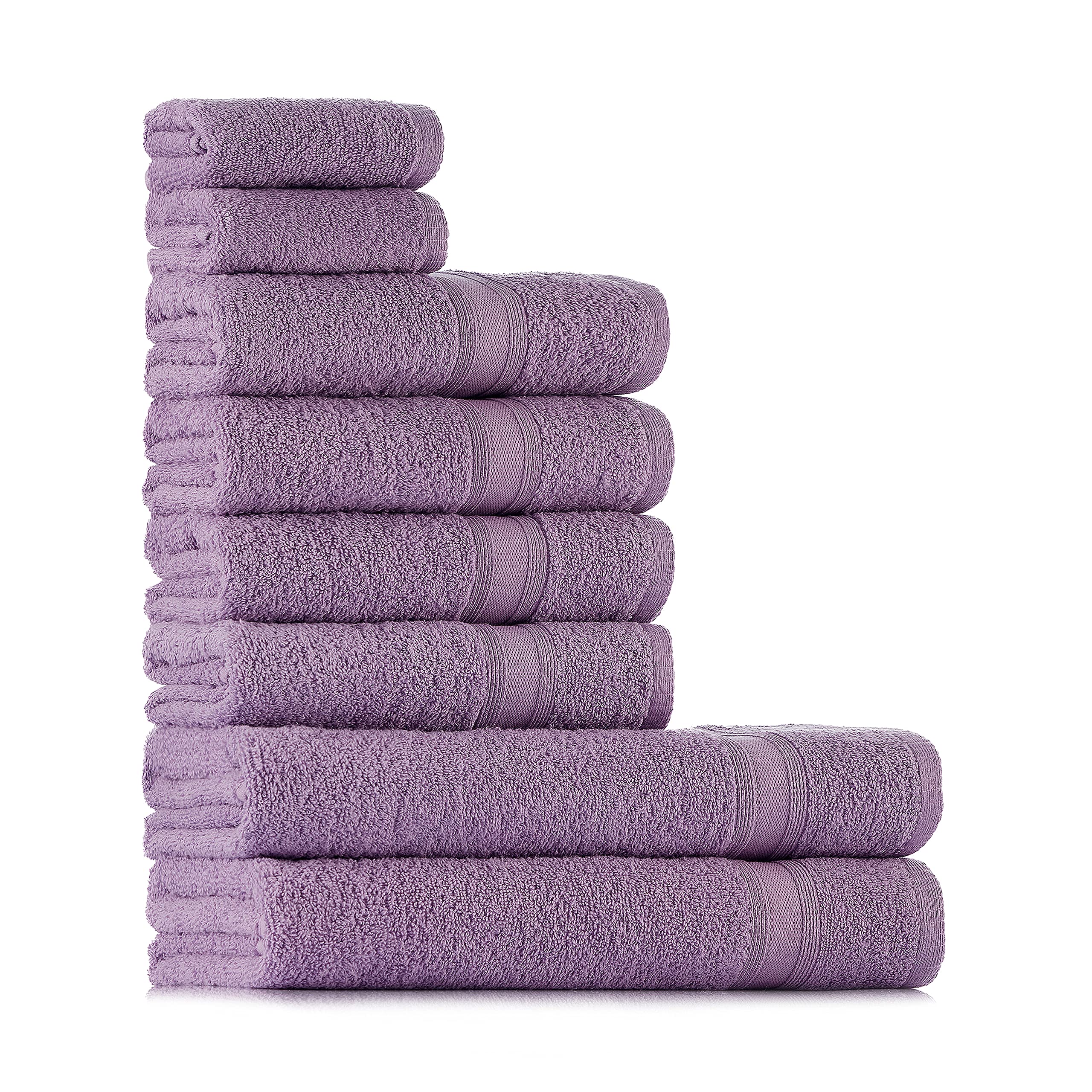 Jolof Store 8-Piece Cotton Bath Towel Set – Purple Absorbent Terry