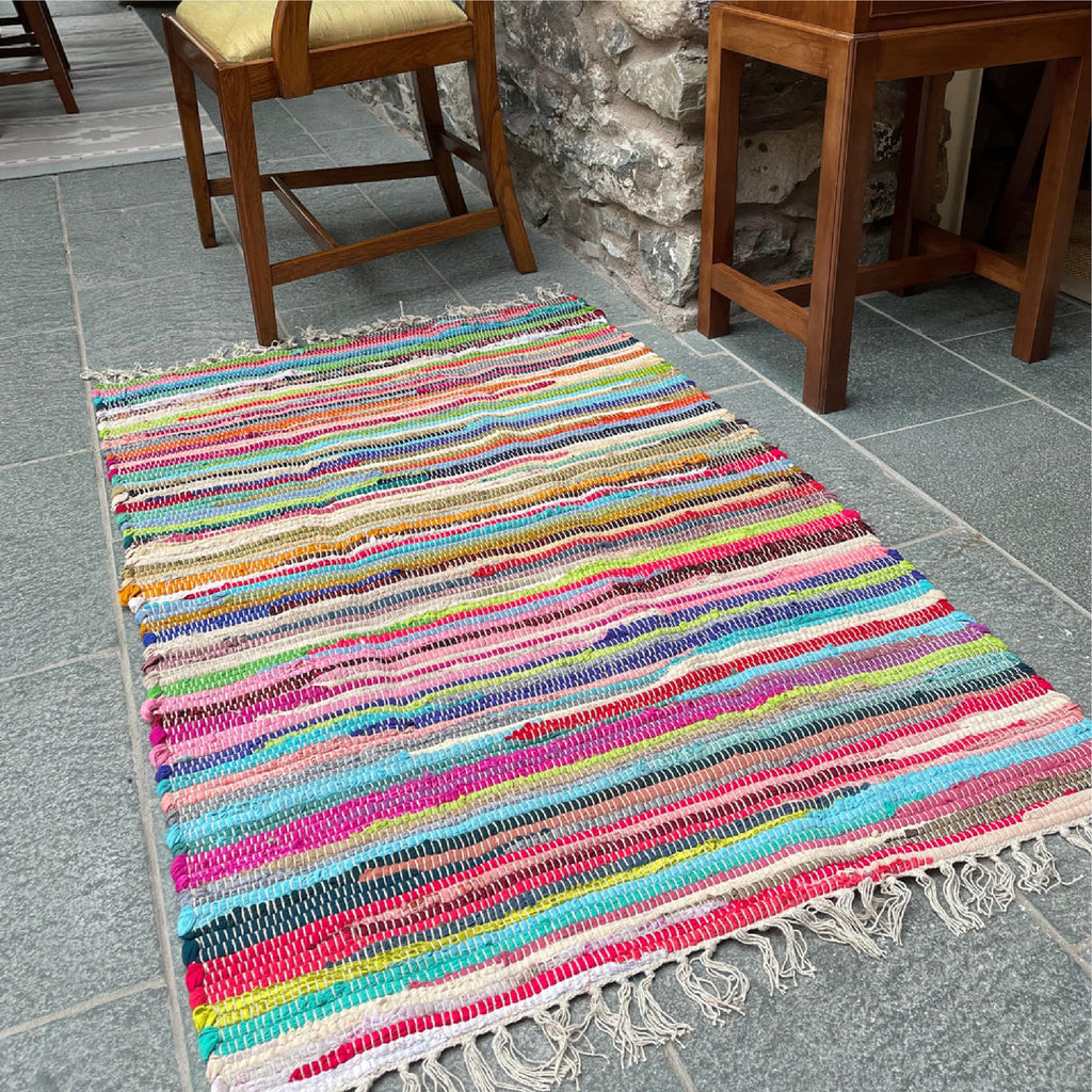 Jolof Store Shanti Multi-Coloured Hand Woven Recycled Rag Rug | 180x180cm