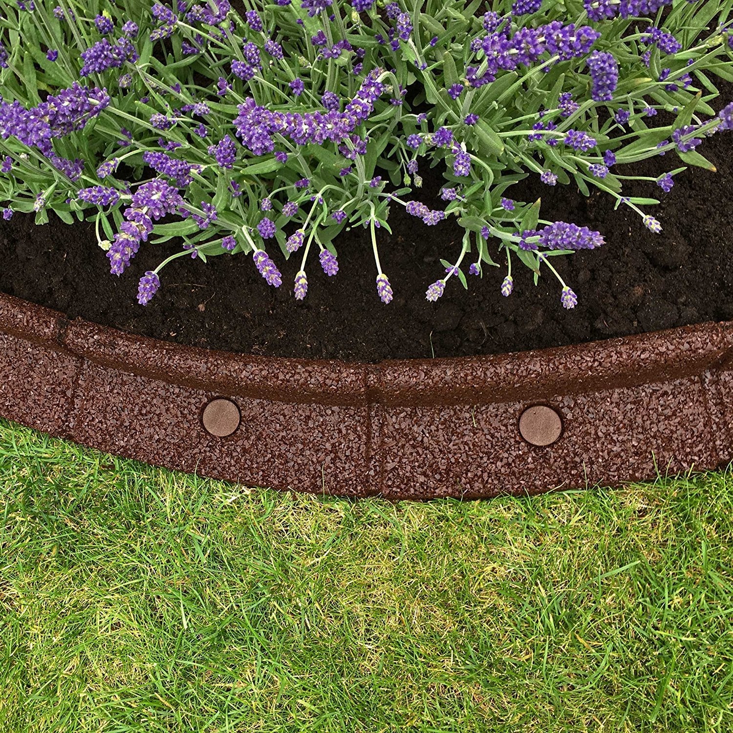 FlexiBorder Brown Recycled Rubber Lawn Edging - Flexible Garden Border 2m