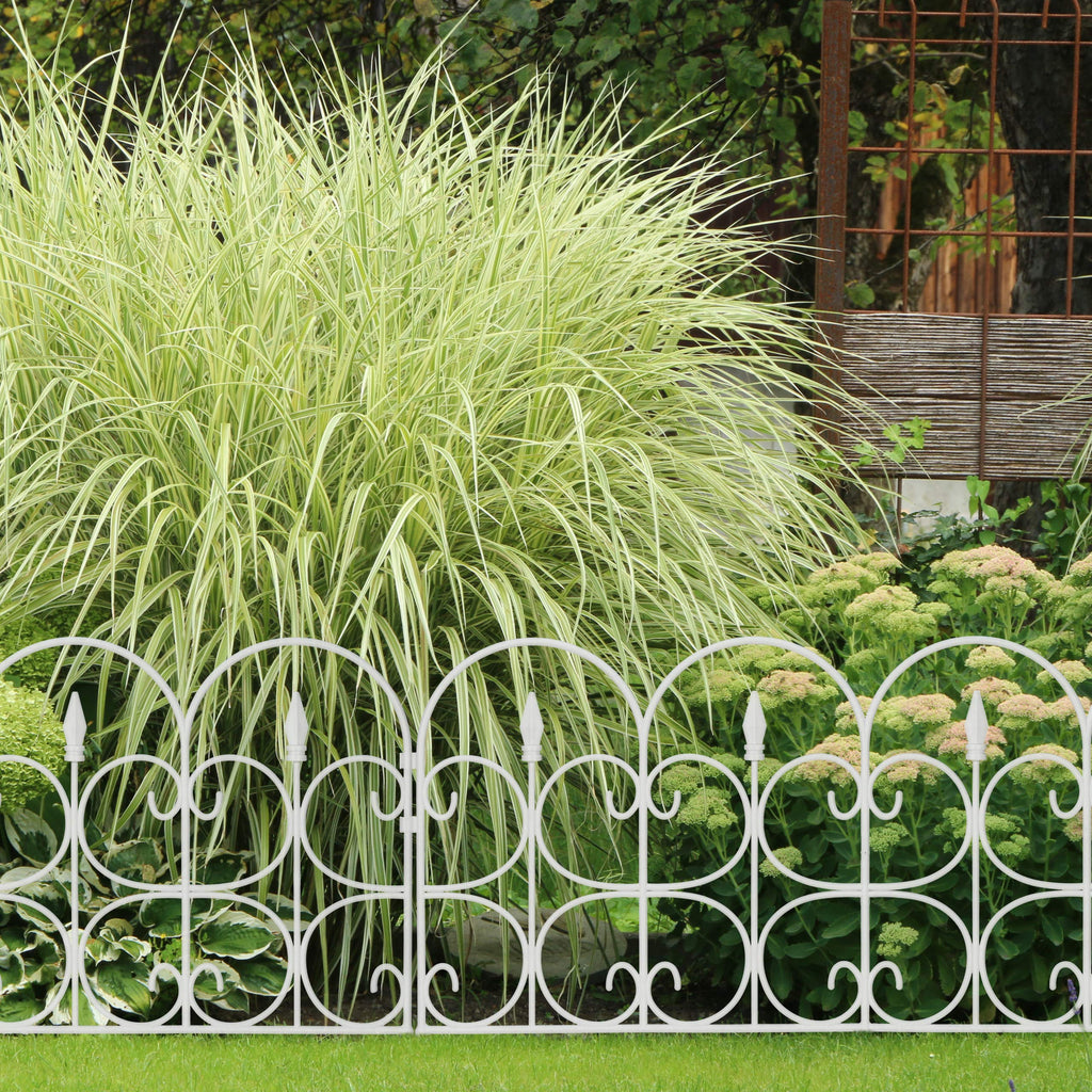 Plastic Flowerbed Fence | 4m Ornate Garden Lawn Edging, White