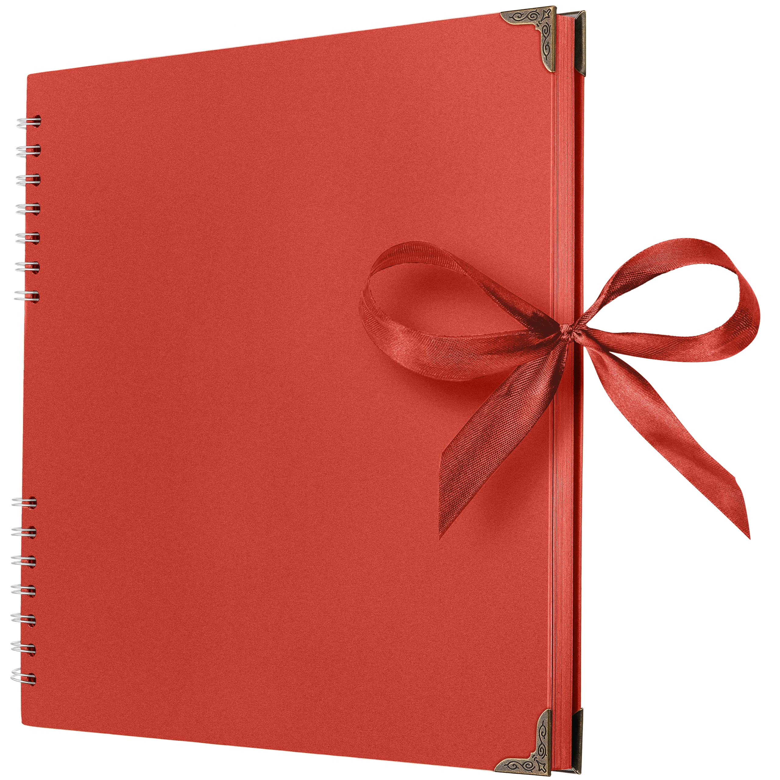 Jolof Store Square Scrapbook Photo Album – 80 Red Pages Hardcover