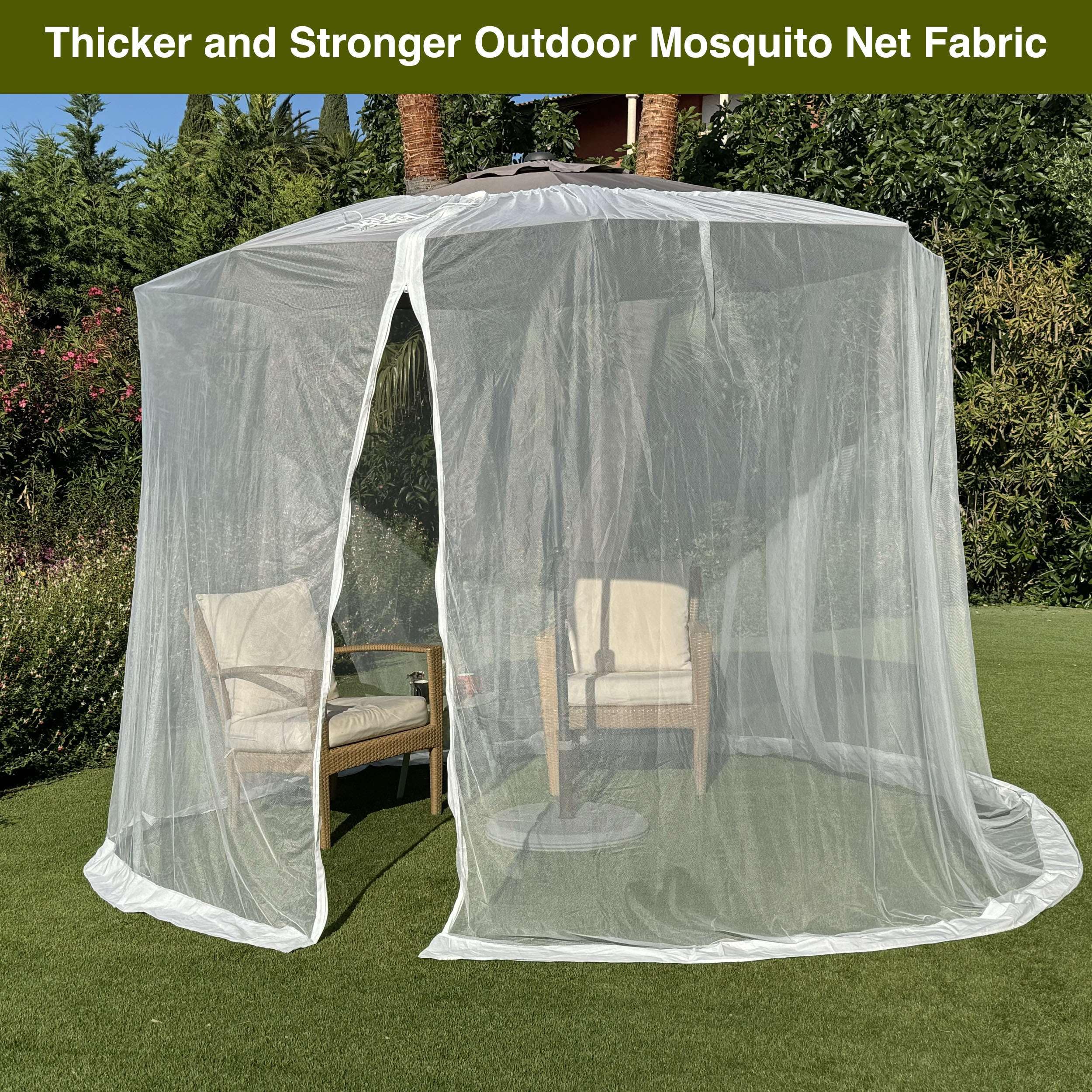Jolof Store Patio Umbrella Mosquito Net – 7.5-8.5 FT Heavy Duty Mesh