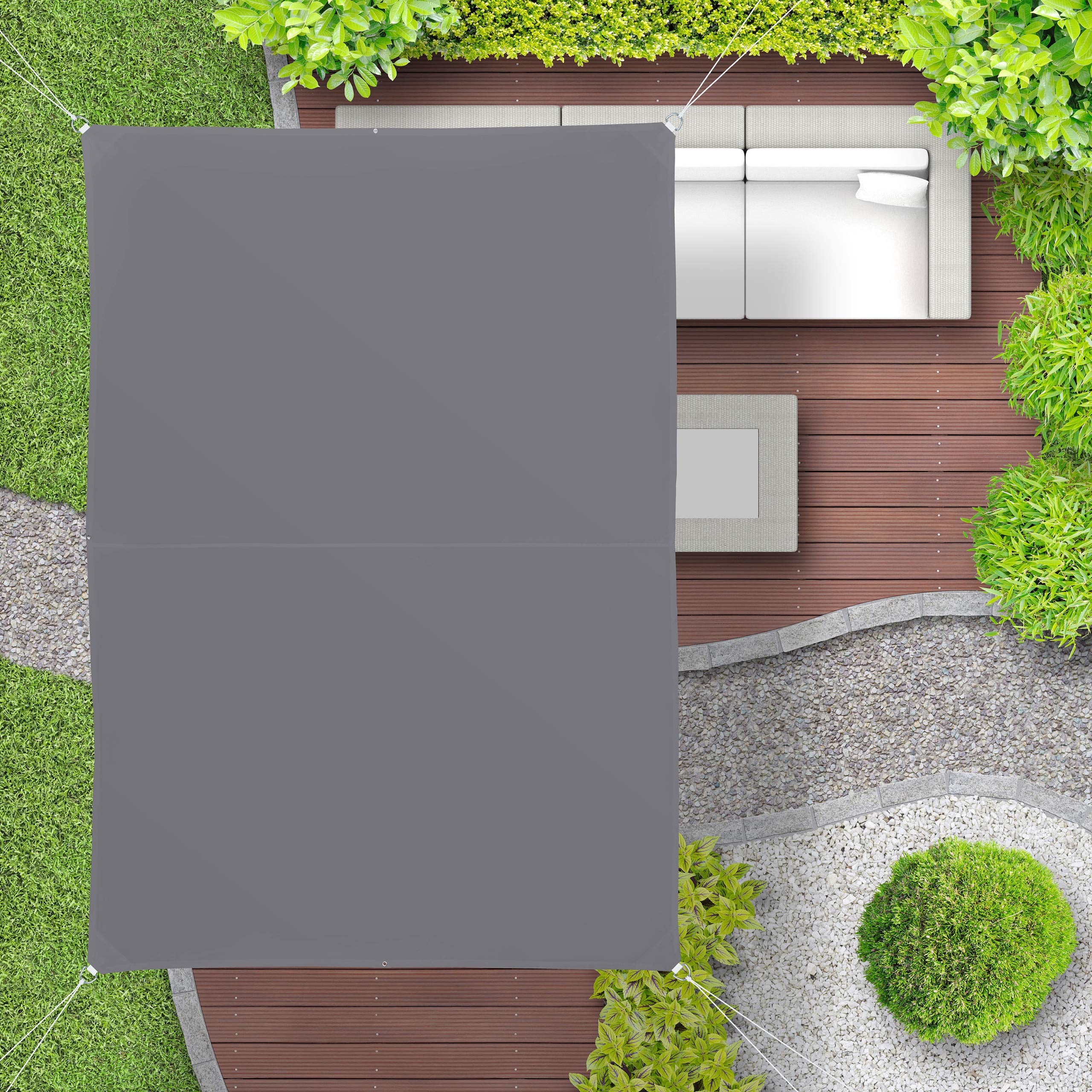 Relaxdays Rectangular Shade Sail – 3x4m Water-Repellent UV Canopy, Grey