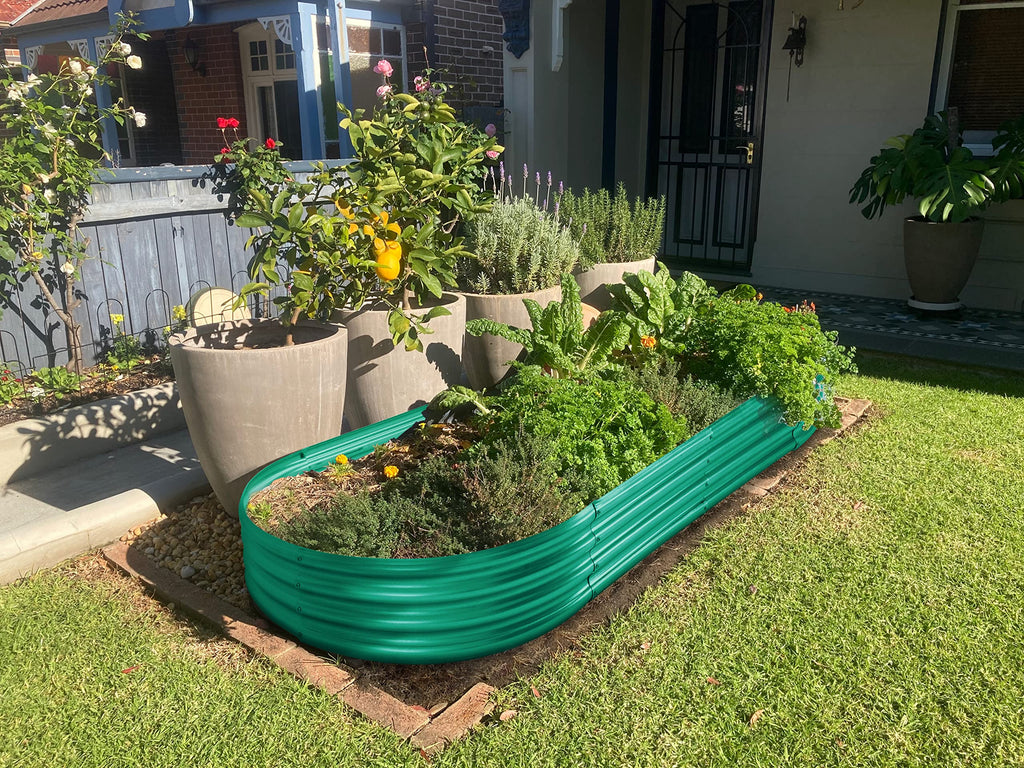 Land Guard Galvanized Raised Garden Bed - 4x2x1ft Oval Metal Planter