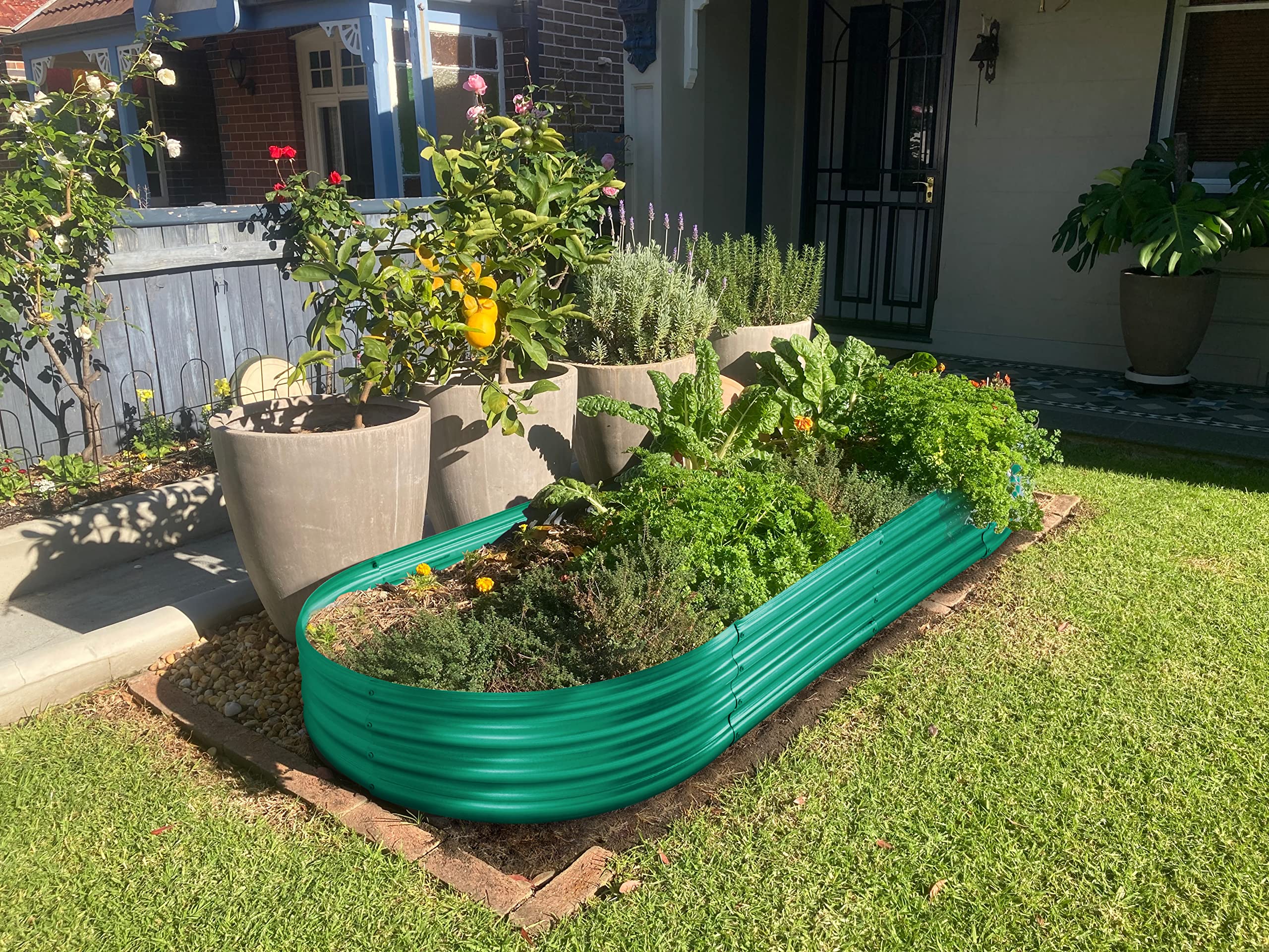 Land Guard Galvanized Raised Garden Bed - 4x2x1ft Oval Metal Planter