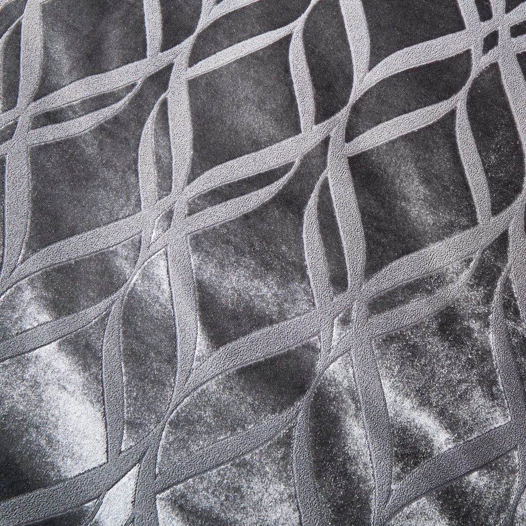 Soiree Ogee Velvet Duvet Cover Set – Super King Bedding in Slate Grey