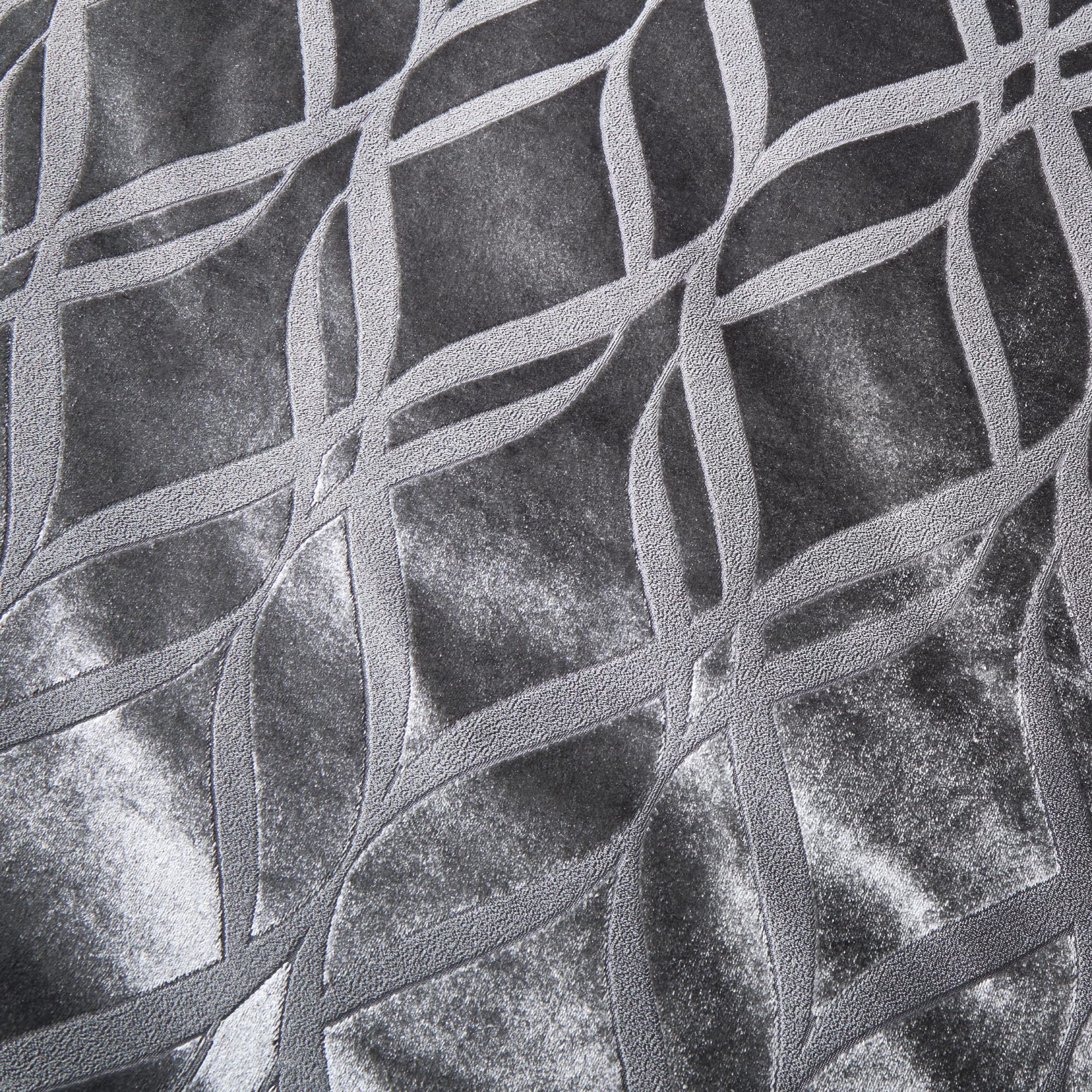 Soiree Ogee Velvet Duvet Cover Set – Super King Bedding in Slate Grey