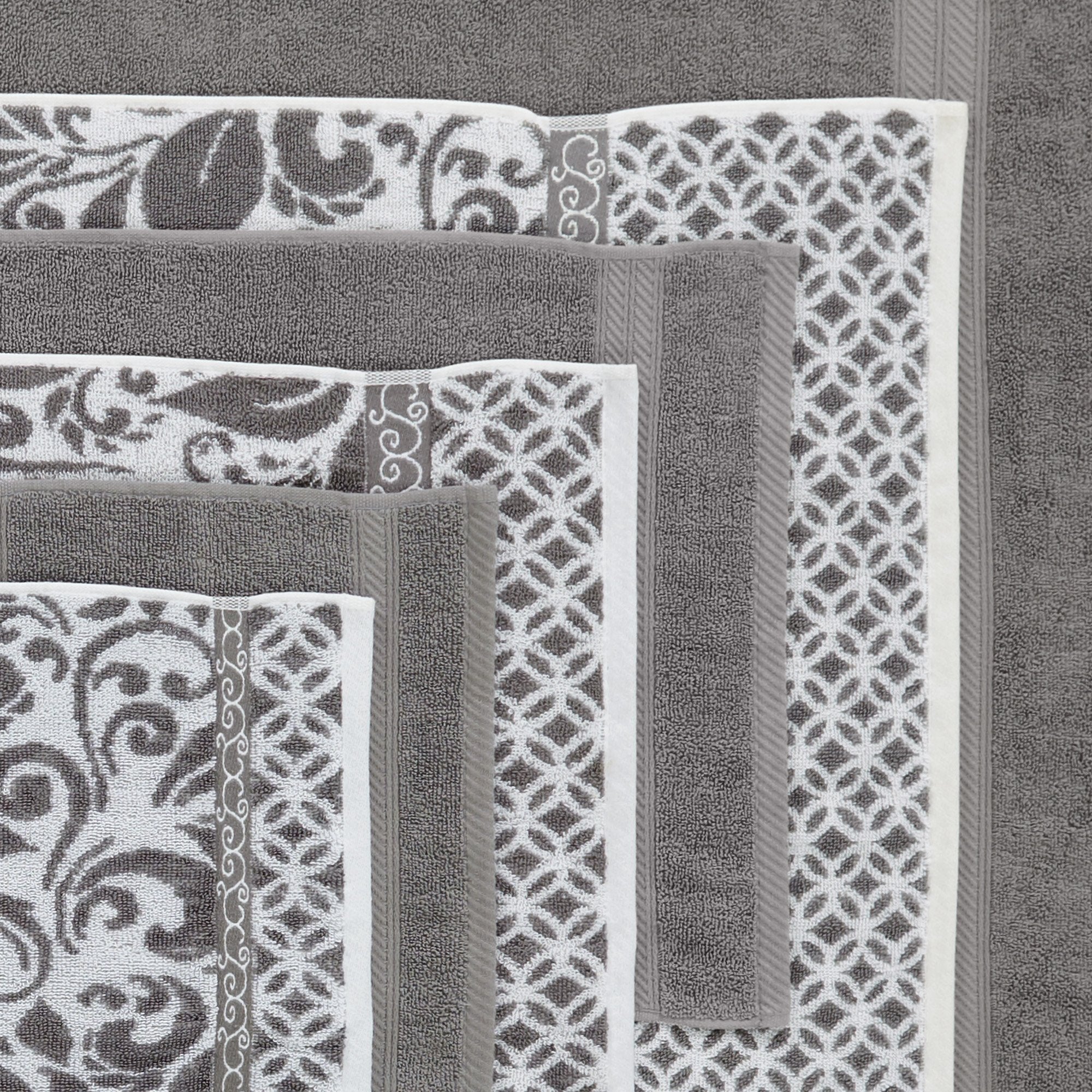 Modern Threads 6-Piece Jacquard Cotton Towel Set – Trefoil Filigree