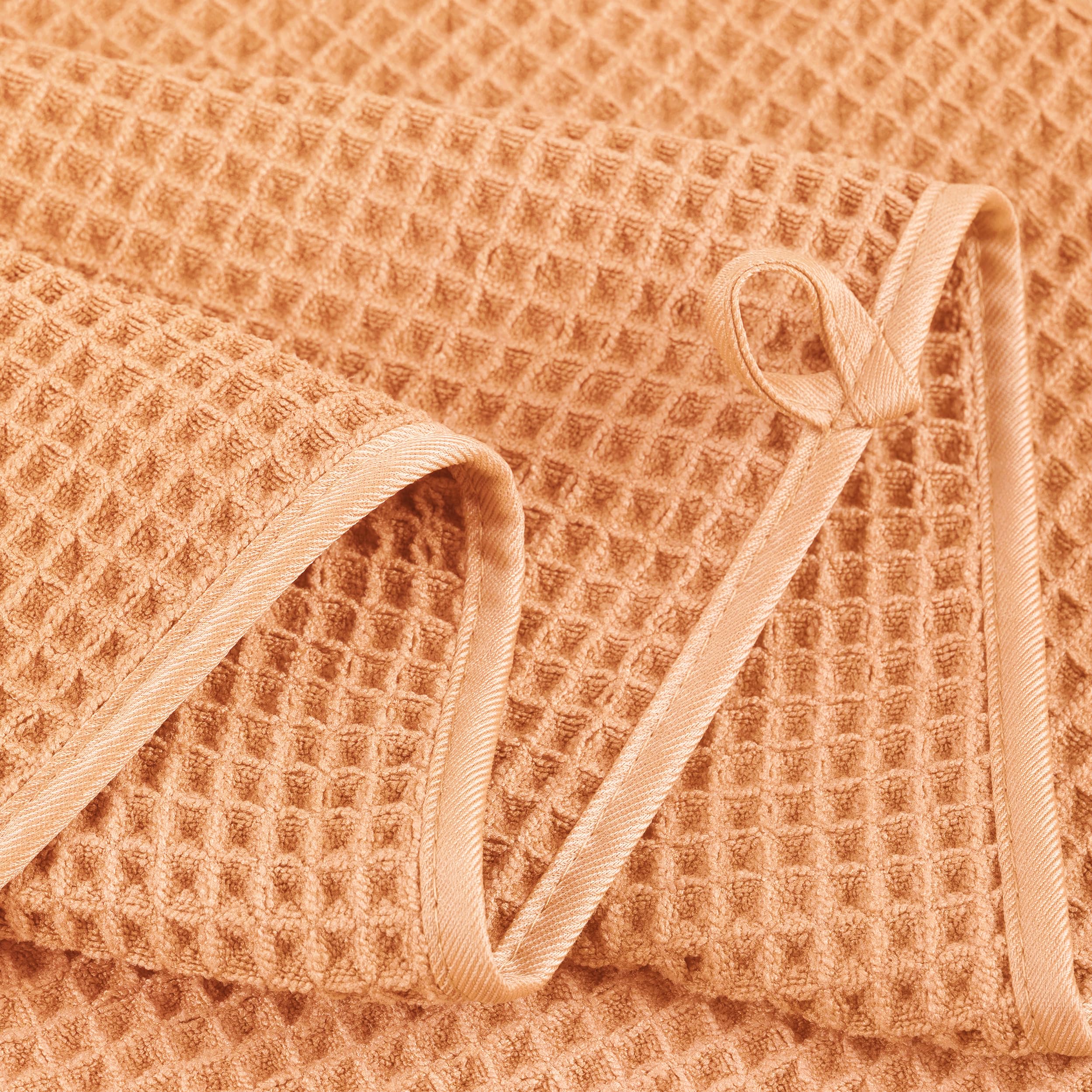 Polyte Microfiber Waffle Weave Bath Towel Set - 6 Piece Quick Dry - Orange