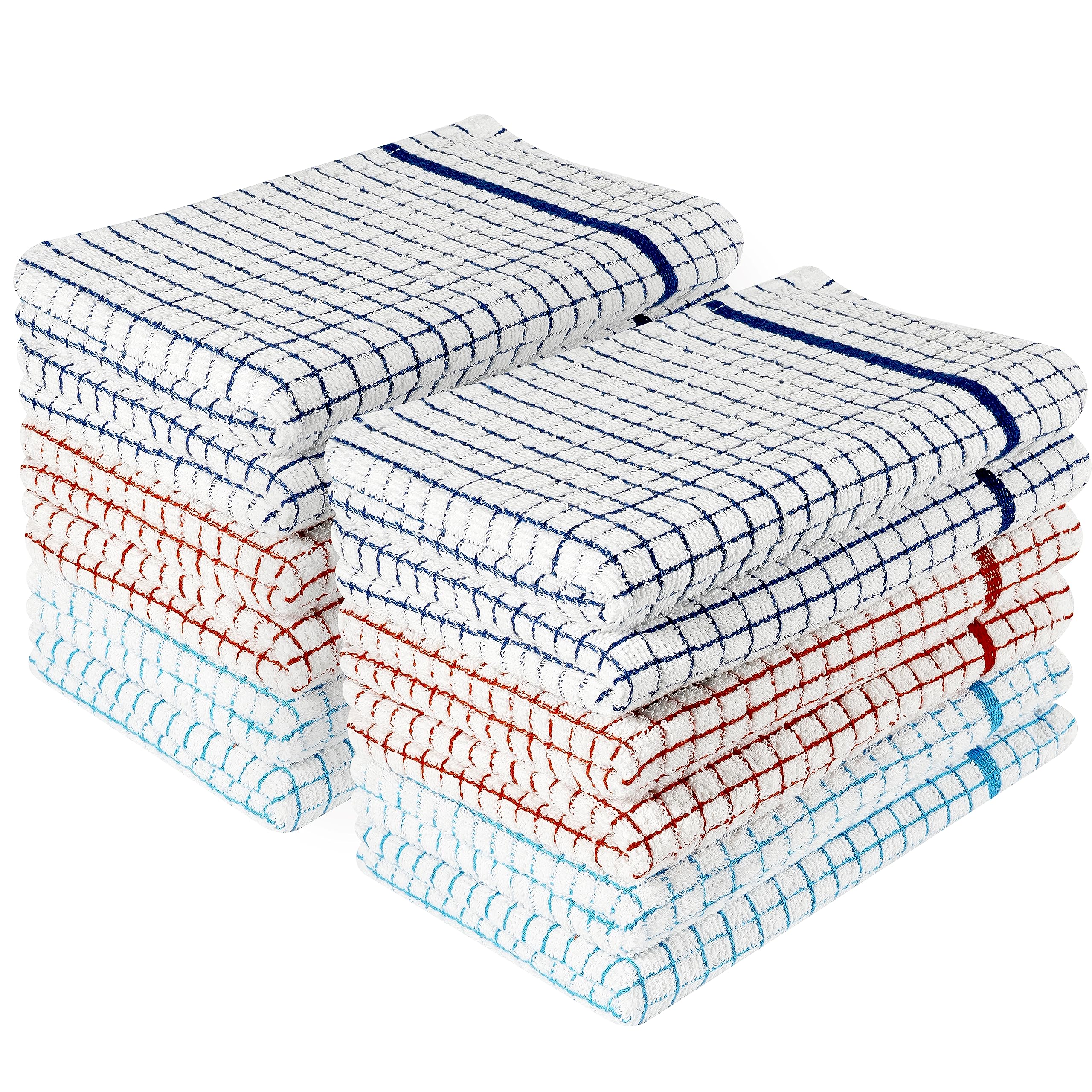 Cotton Kitchen Tea Towels – Absorbent Lint-Free Cloths, 12 Pack