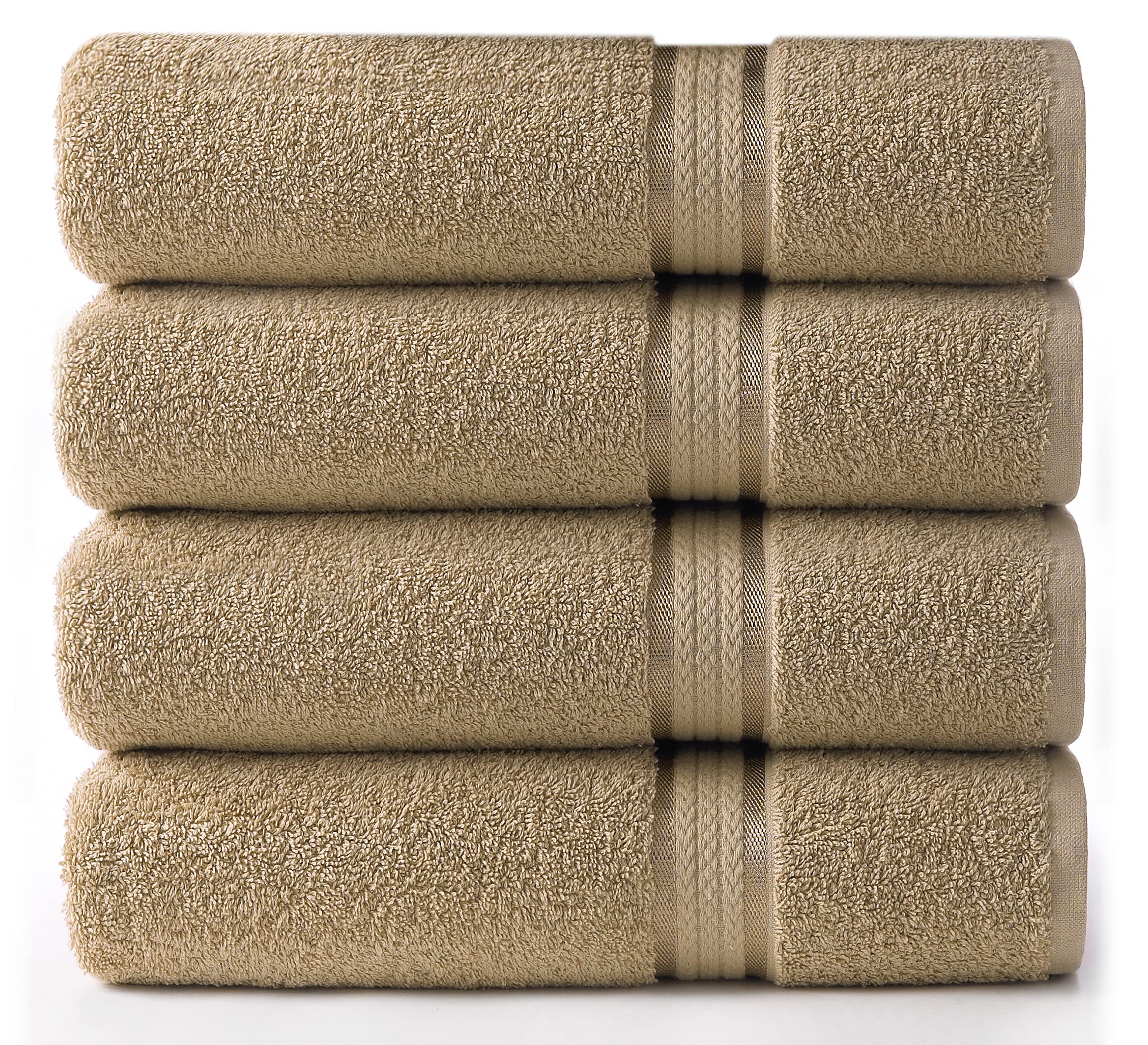 Cotton Craft 4-Pack Bath Towels – 100% Ringspun Cotton – Linen