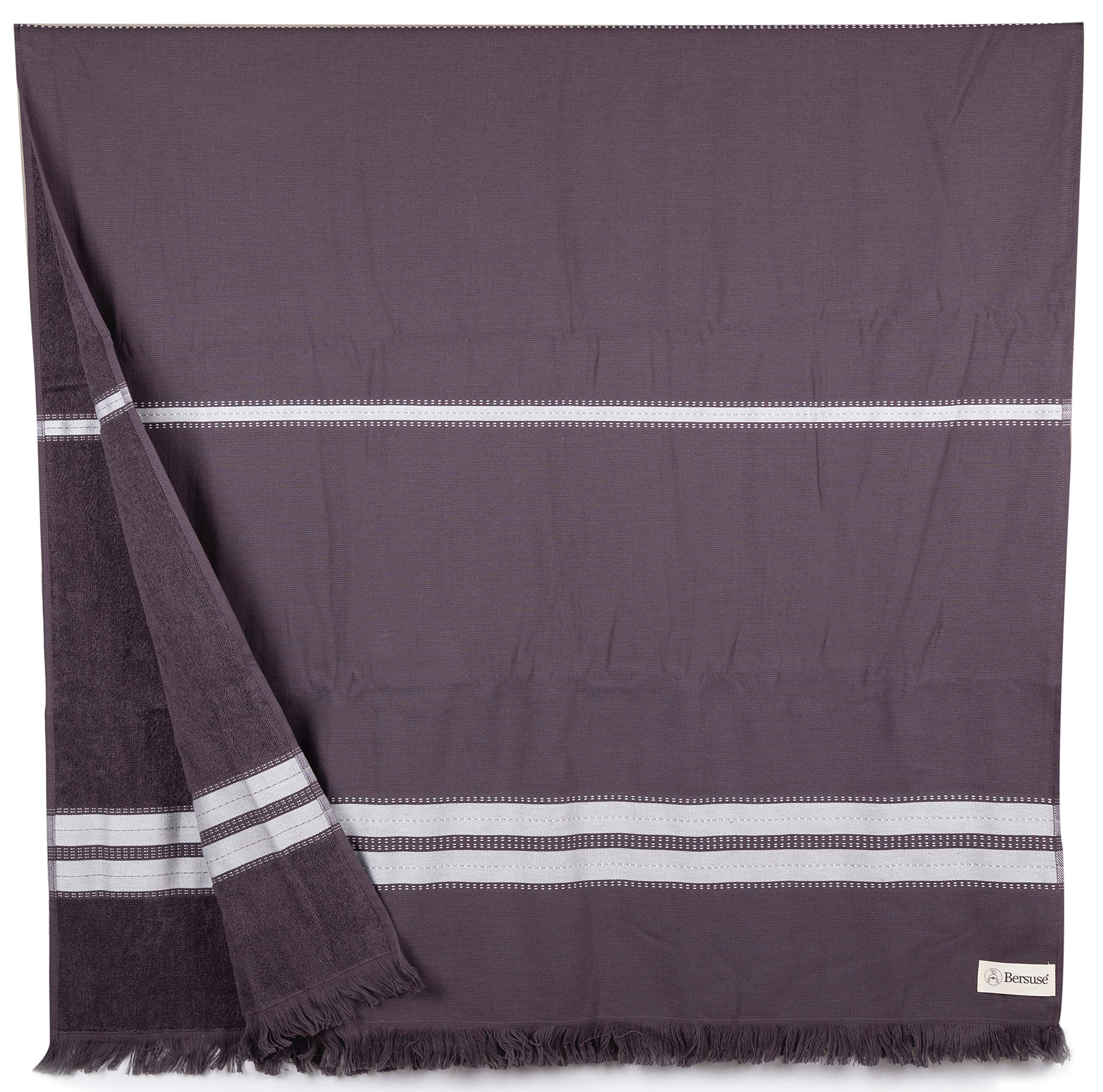 Bersuse Cascais Turkish Towel – 100% Cotton Quick Dry Fouta, Anthracite