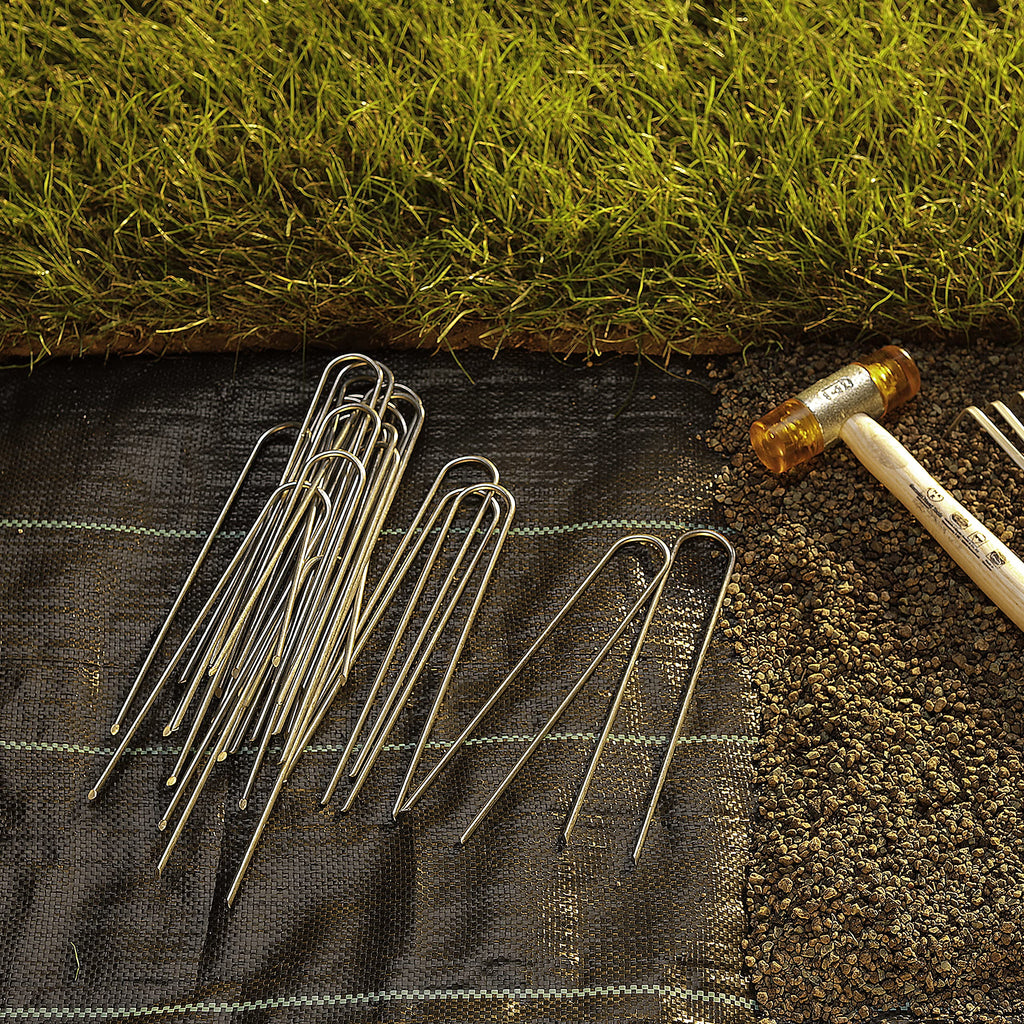 GardenMate 400 Galvanised Steel Garden Securing Pegs – 200mm Ground Anchors