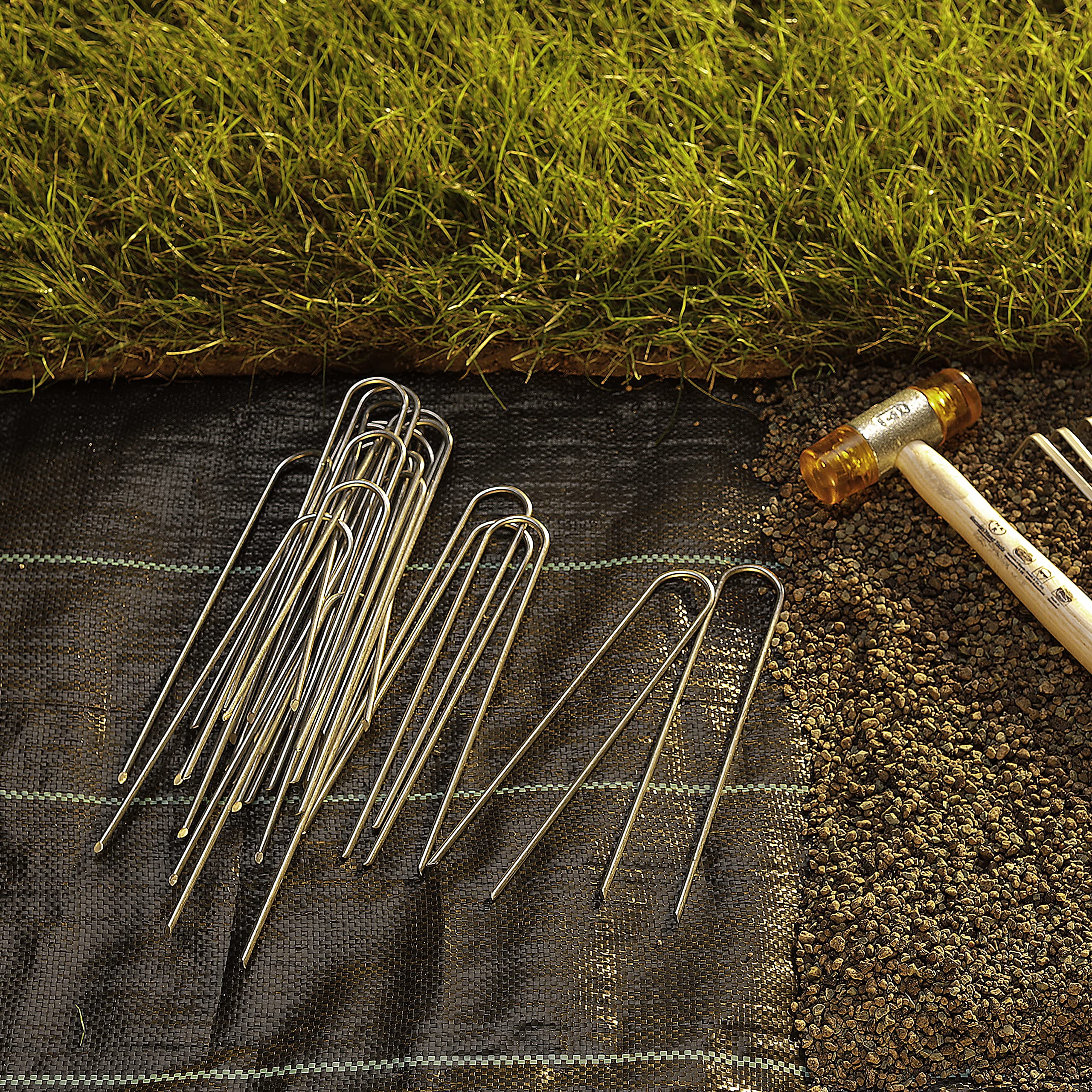 GardenMate 400 Galvanised Steel Garden Securing Pegs – 200mm Ground Anchors