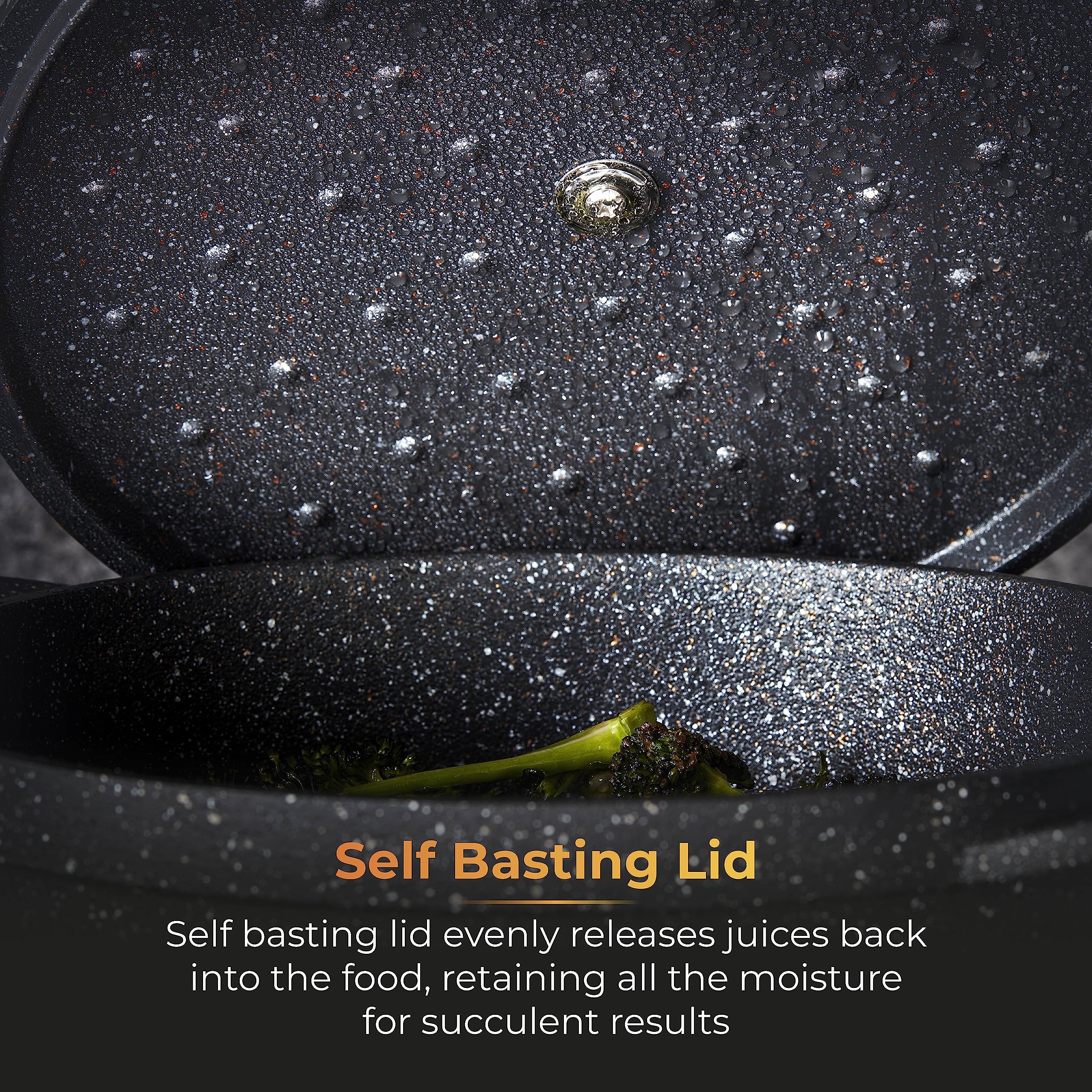 Tower Precision 28cm Cast Aluminium Casserole Dish | Non-Stick Black