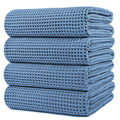 Polyte Microfibre Bath Towels – Quick Dry Waffle Weave, 4 Pack, Blue