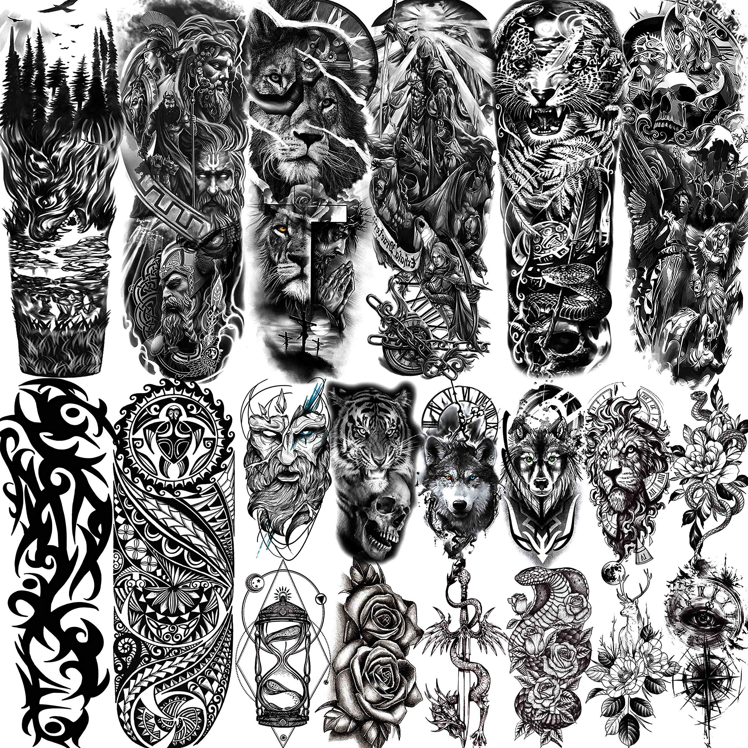 LAROI 20 Sheets Full Arm Temporary Tattoos | Realistic Waterproof Sleeves