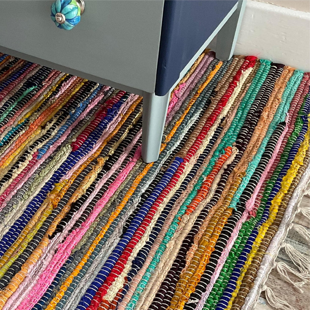 Shanti Multi Coloured Rug | Hand Woven Recycled Fabric | 180x270cm