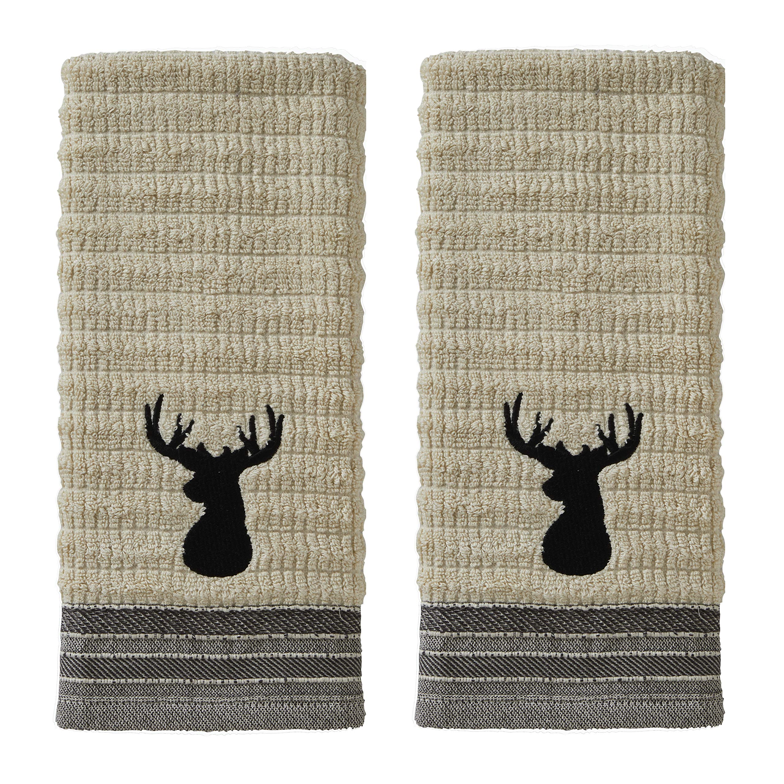 SKL Home Aspen Lodge Cotton Hand Towels with Deer Embroidery, 2-Pack