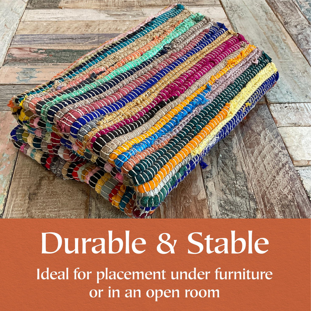 Shanti Multi Coloured Rug | Hand Woven Recycled Fabric | 180x270cm