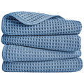 Polyte Microfibre Hand Towels – 4 Pack Waffle Weave Quick Dry Blue