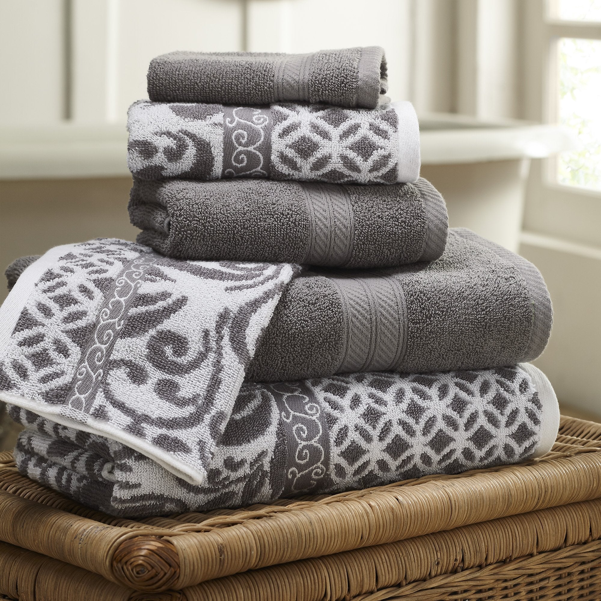 Modern Threads 6-Piece Trefoil Filigree Jacquard Cotton Towel Set
