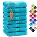 NatureMark 8-Piece Hand Towel Set | 100% Cotton 500 GSM | Turquoise