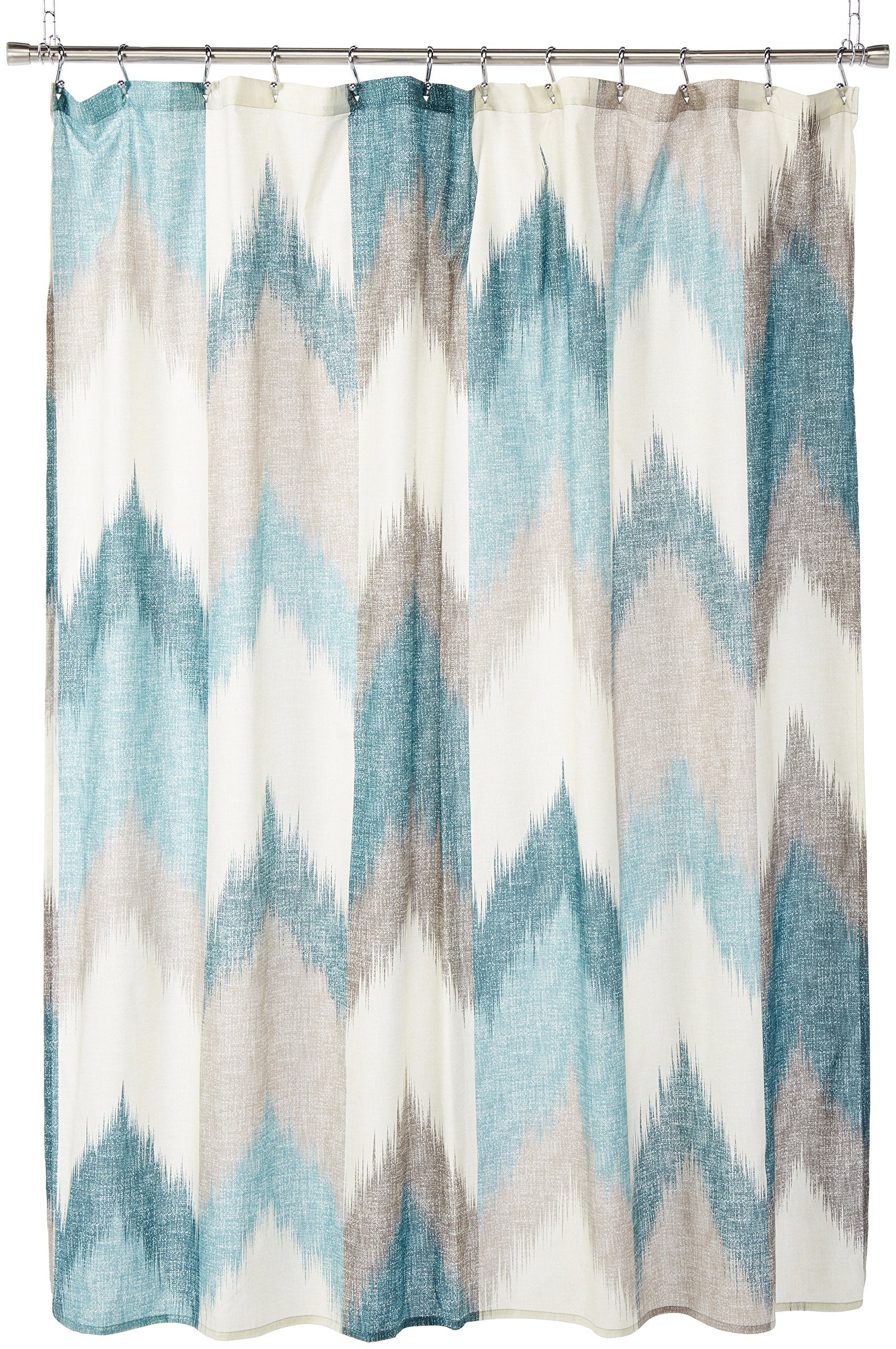 INK+IVY Alpine Cotton Shower Curtain – Aqua Broken Chevron, 72x72