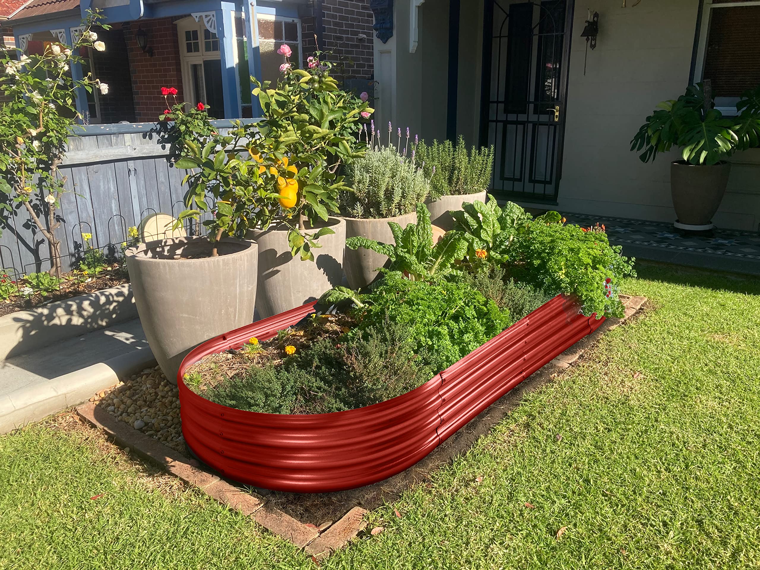 Land Guard Galvanized Raised Garden Bed - 4x2x1ft Oval Metal Planter