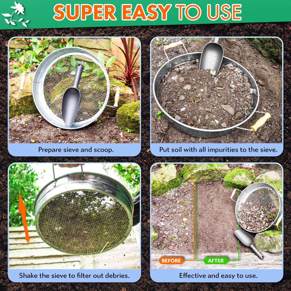 IDSWorld Galvanized Garden Sieve – Soil Shifter with Wooden Handles