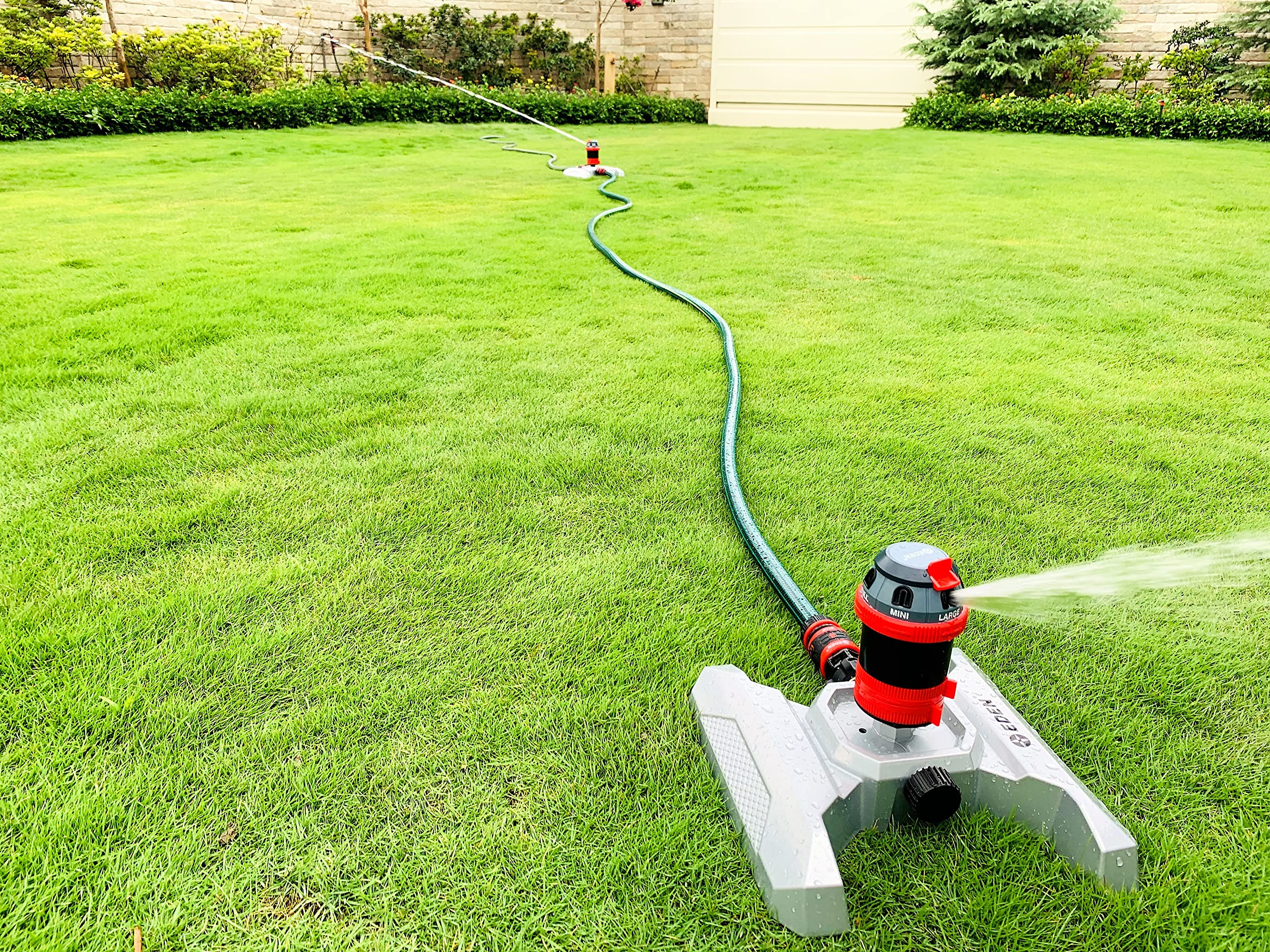Eden 6-Pattern Rotary Gear Drive Garden Sprinkler with Metal Base