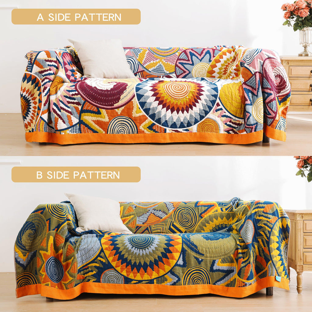 VANJOROY Bohemian Throw Blanket – 100% Organic Cotton Boho Sofa Cover