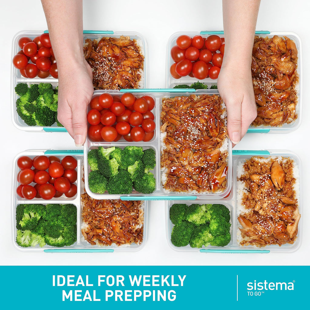 Sistema Multi Split Meal Prep Containers | 820ml BPA-Free Lunch Box | 5 Pack