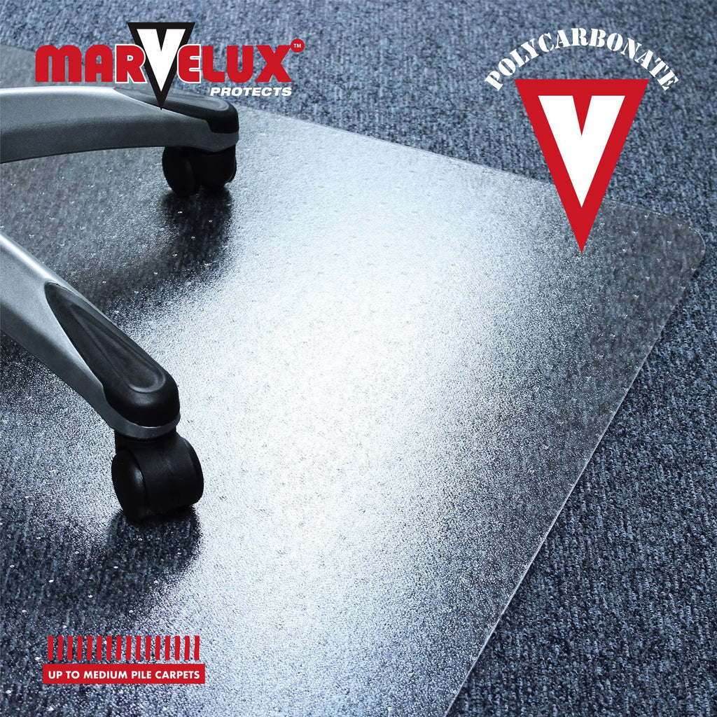 Marvelux Polycarbonate Office Chair Mat for Carpets - 75x120cm, Clear