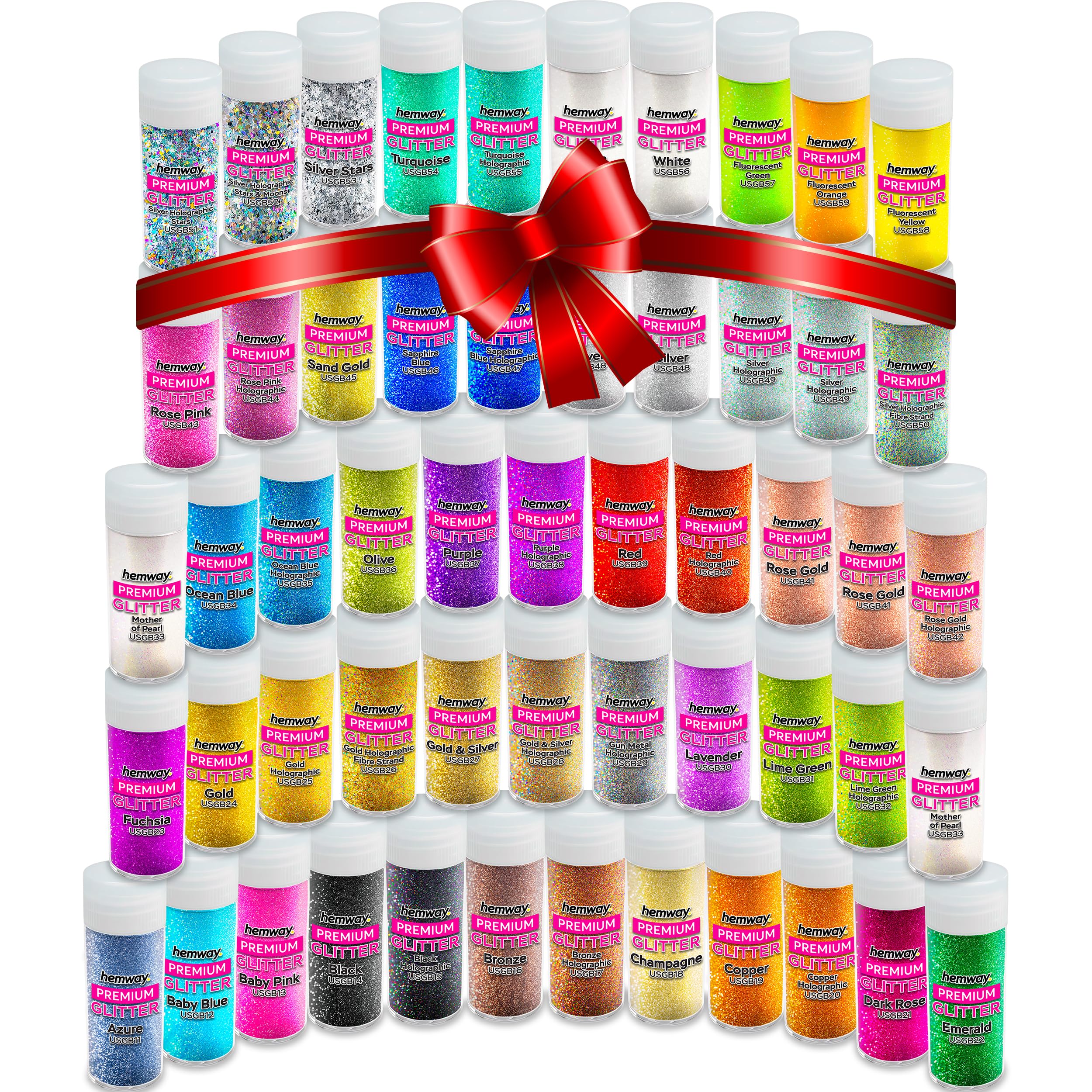 Hemway Ultra Fine Craft Glitter Shaker Box – 54 Pots for Resin, Art & Nails