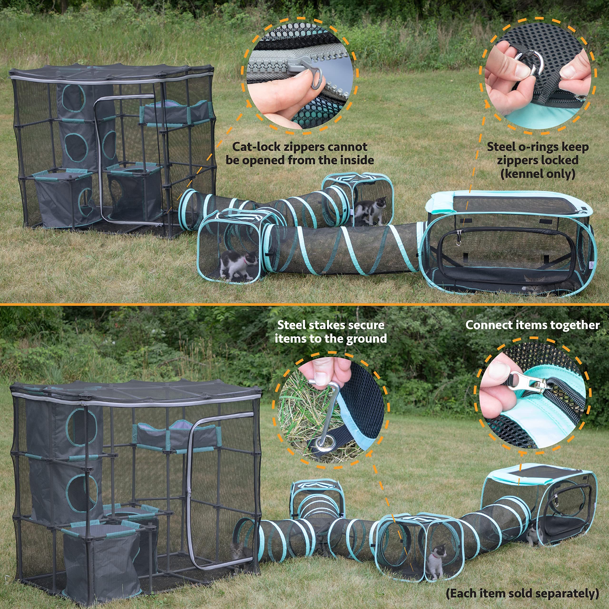 Kitty City Mega Kit Cat Furniture – Indoor/Outdoor Mesh Tunnel & Kennel