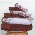 6-Piece Cotton Towel Set – Absorbent Marble & Solid