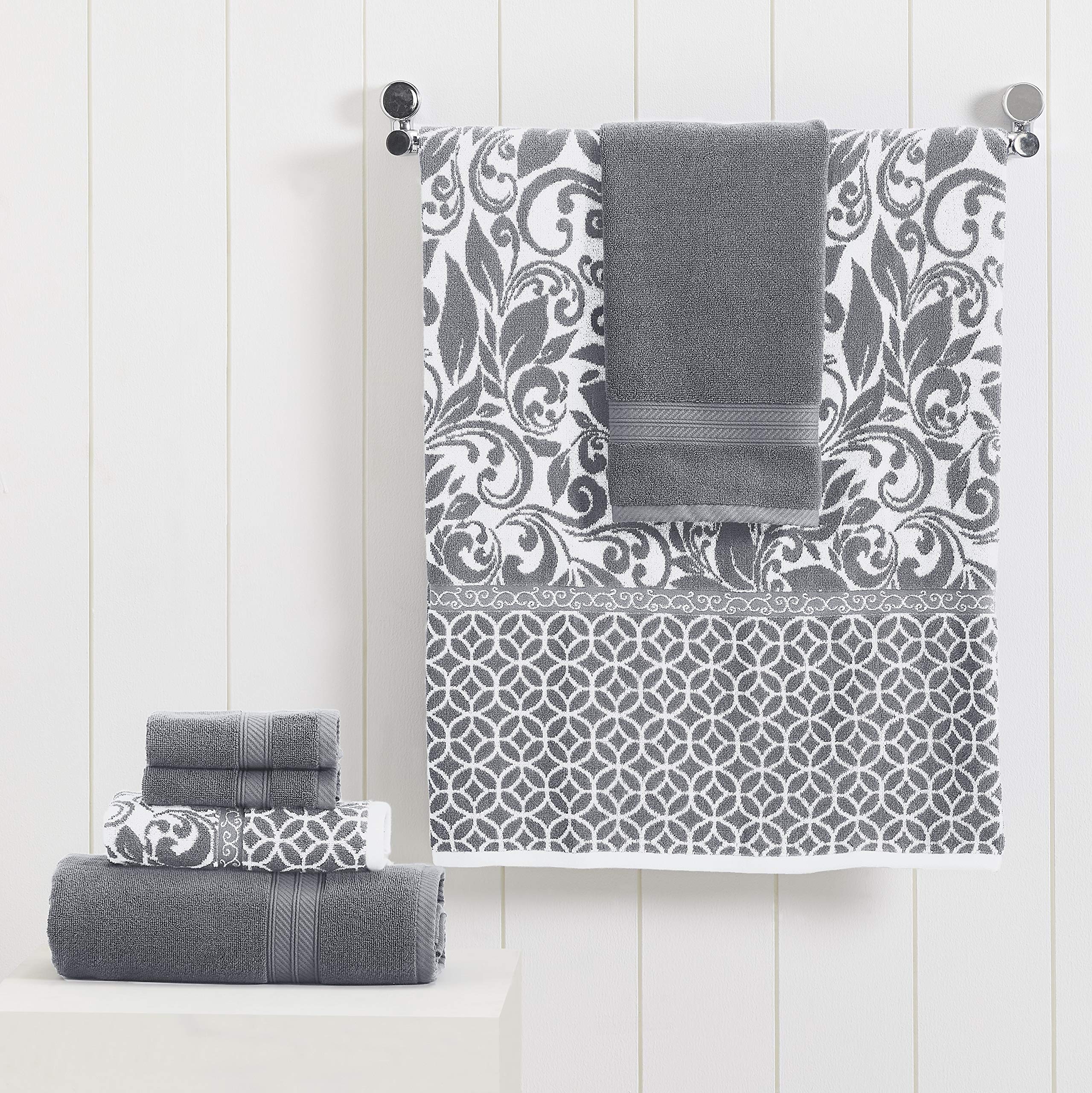 Modern Threads 6-Piece Trefoil Filigree Jacquard Cotton Towel Set
