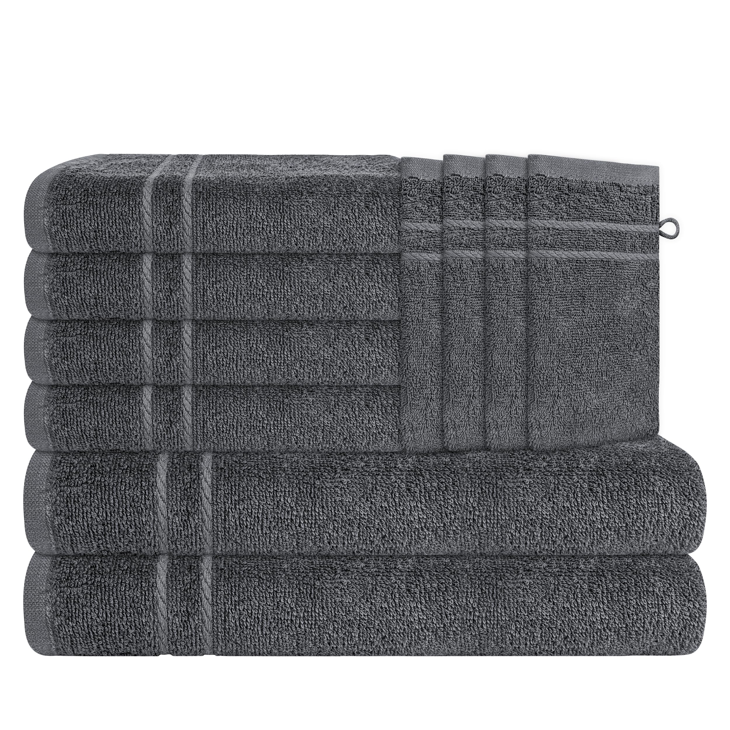 Olivia Rocco 10-Piece Cotton Towel Bale Set – 500 GSM Absorbent, Charcoal