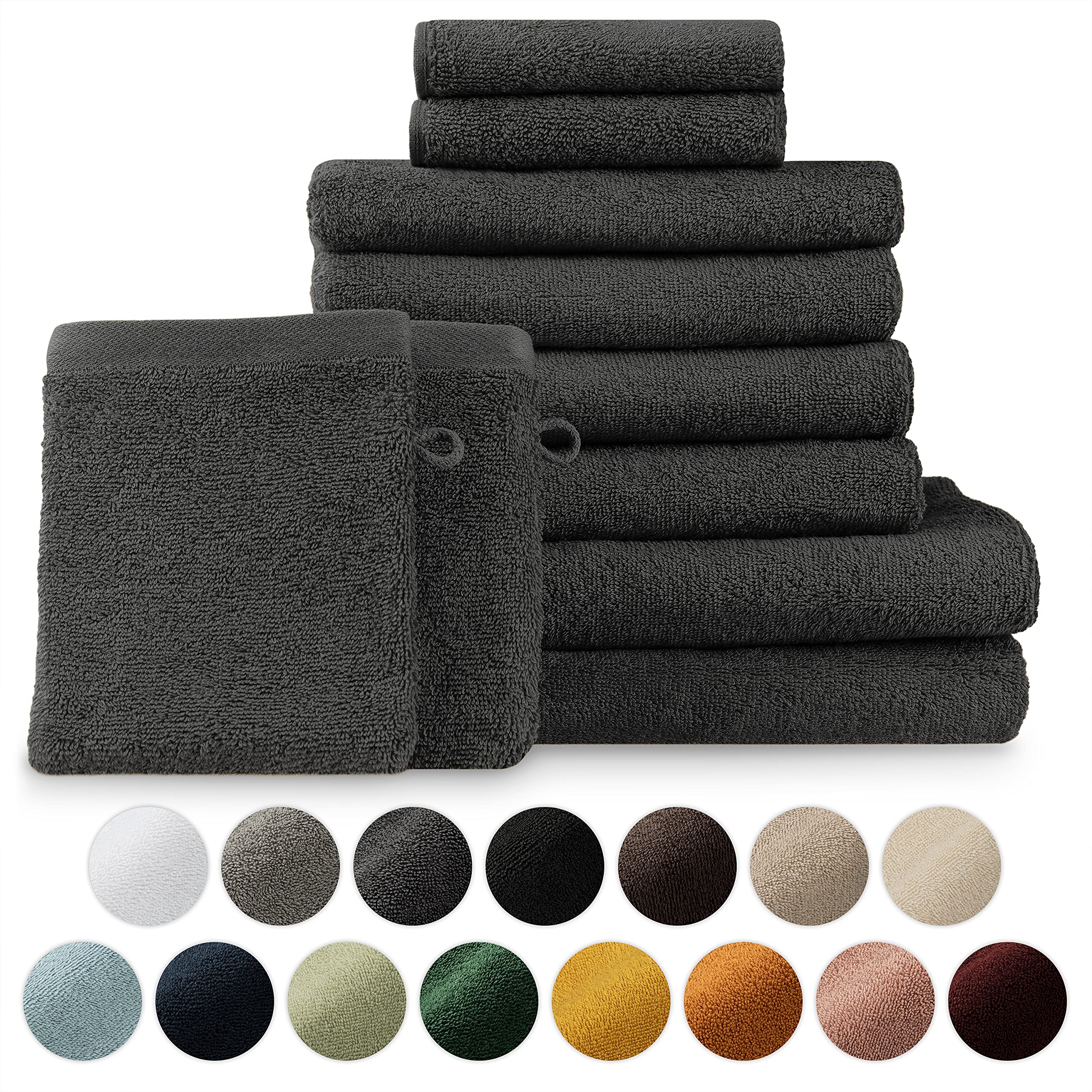Blumtal 10-Piece Cotton Towel Set | Hotel Quality Bath Linen – Anthracite