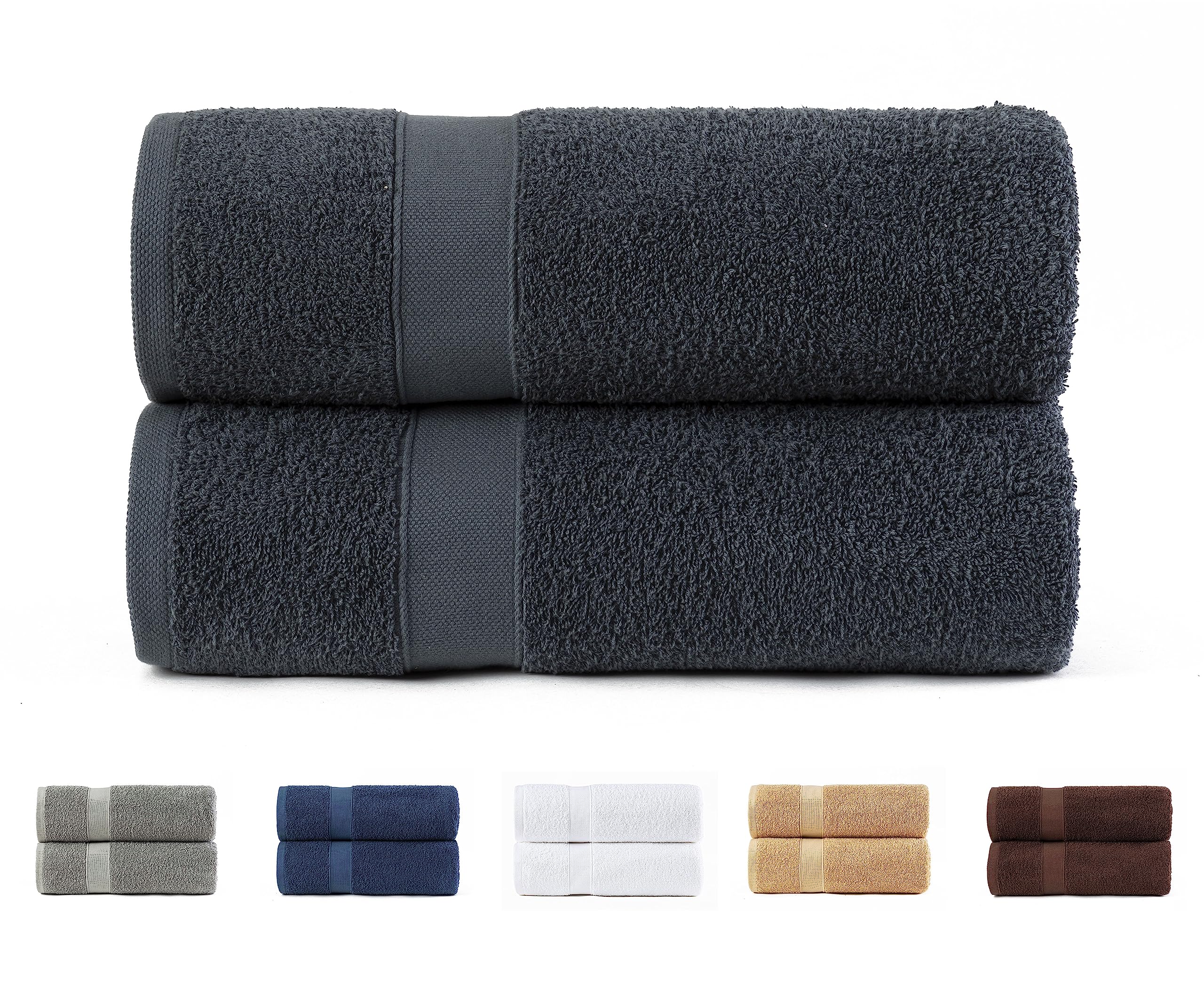 Todocama Set of 2 Cotton Shower Towels | 550 GSM | Dark Grey | 70x140cm