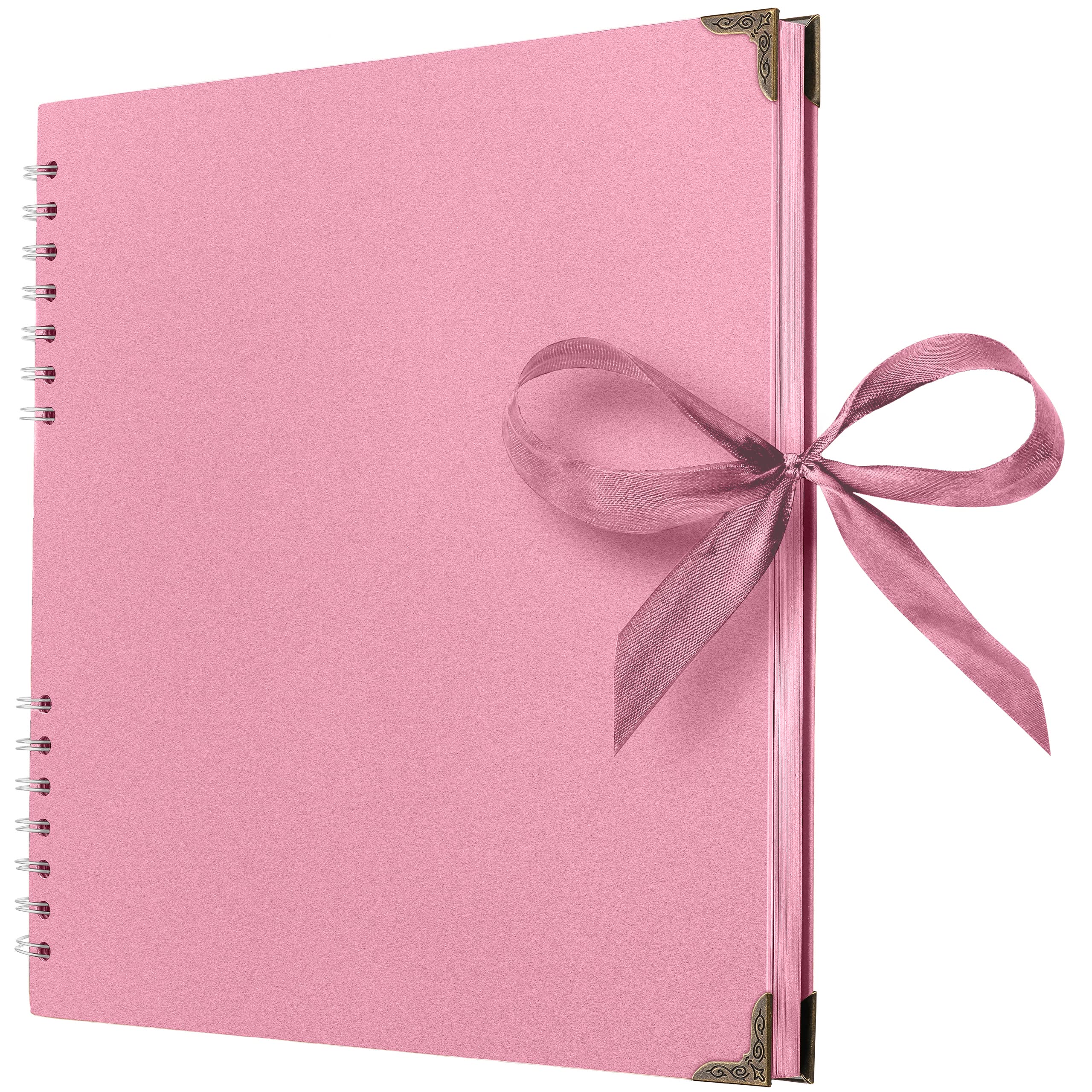 Square Scrapbook Photo Album – 80 Pages Pink Hardcover