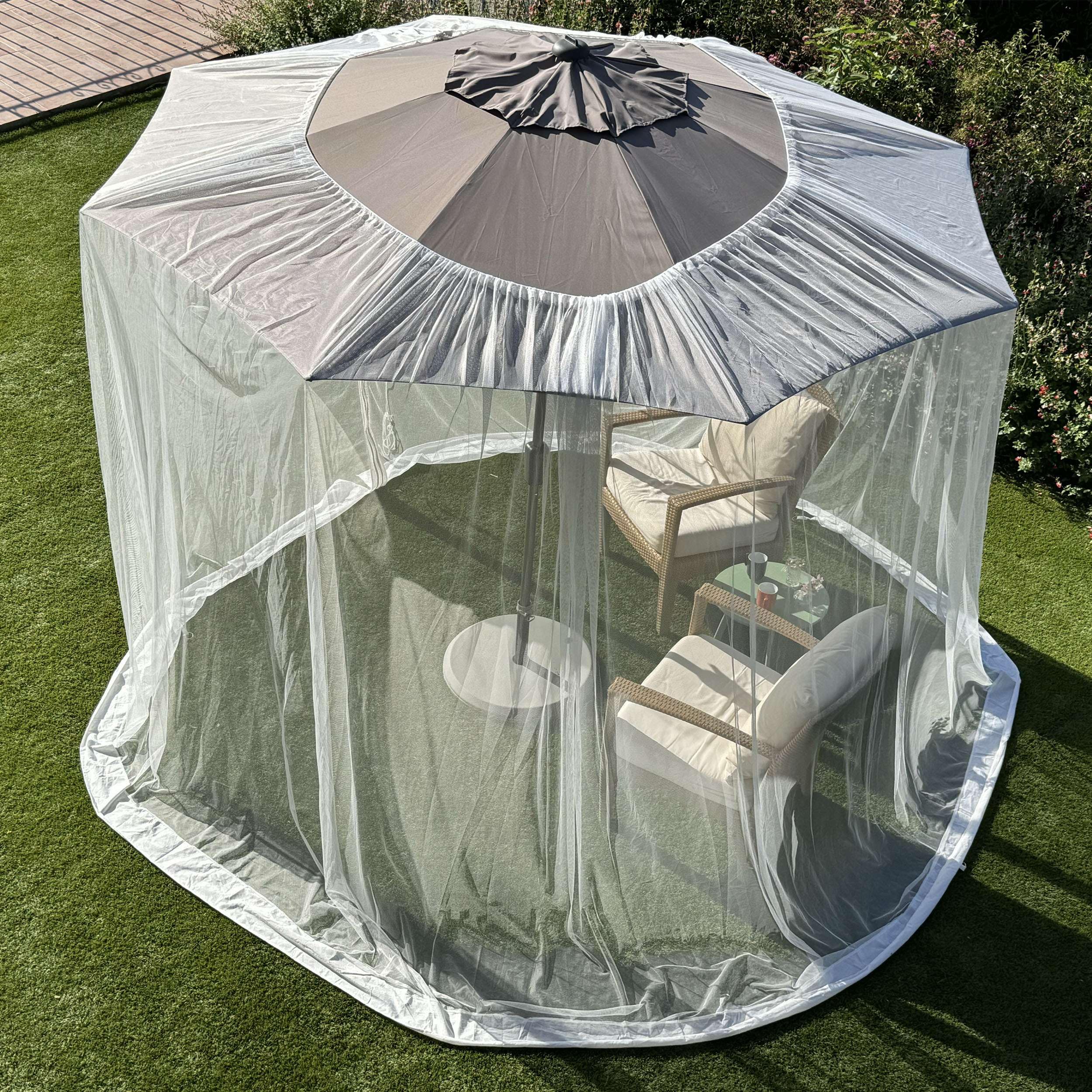 Jolof Store Patio Umbrella Mosquito Net – 7.5-8.5 FT Heavy Duty Mesh