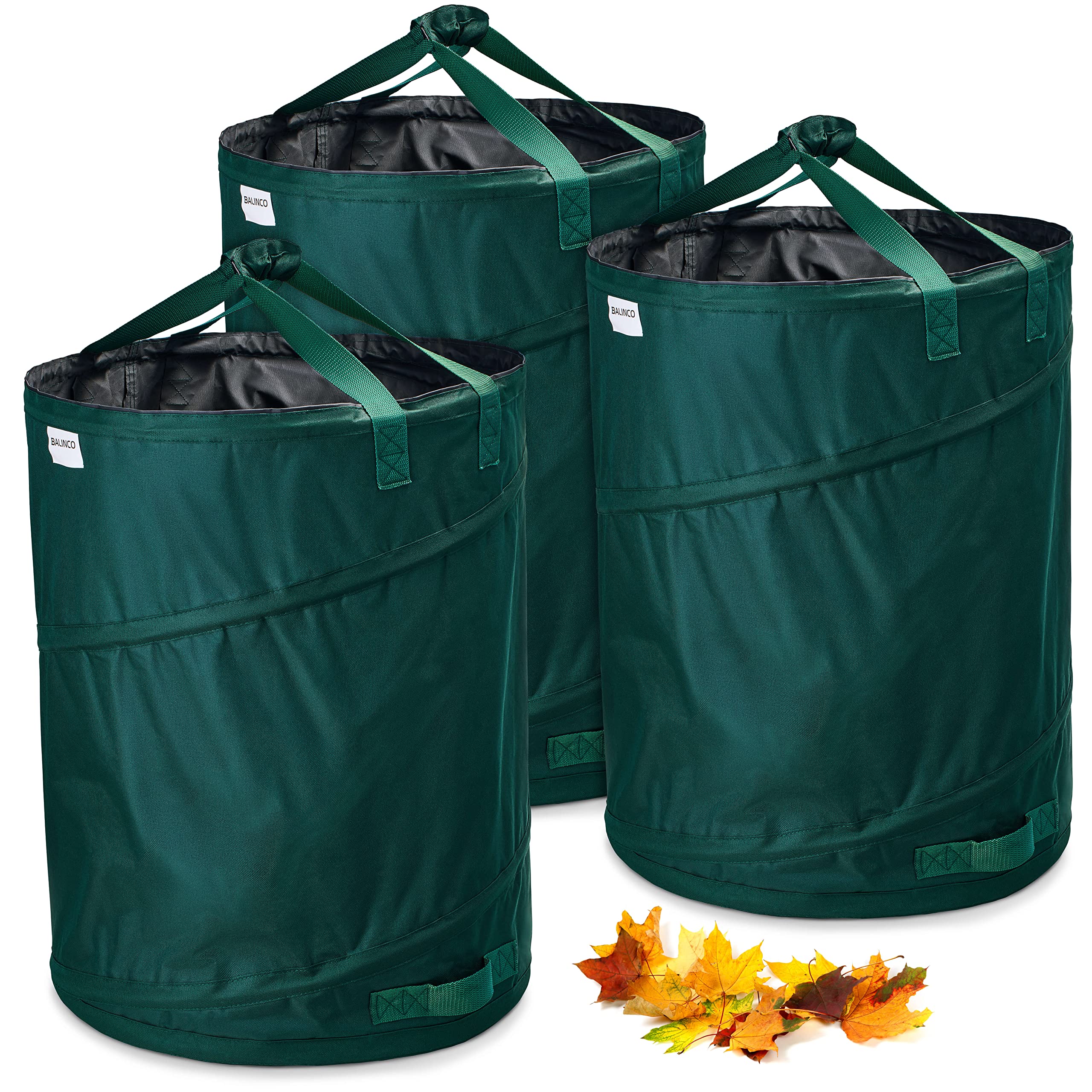 3x 170L Pop-Up Garden Waste Sacks - Robust Green Leaf Bags