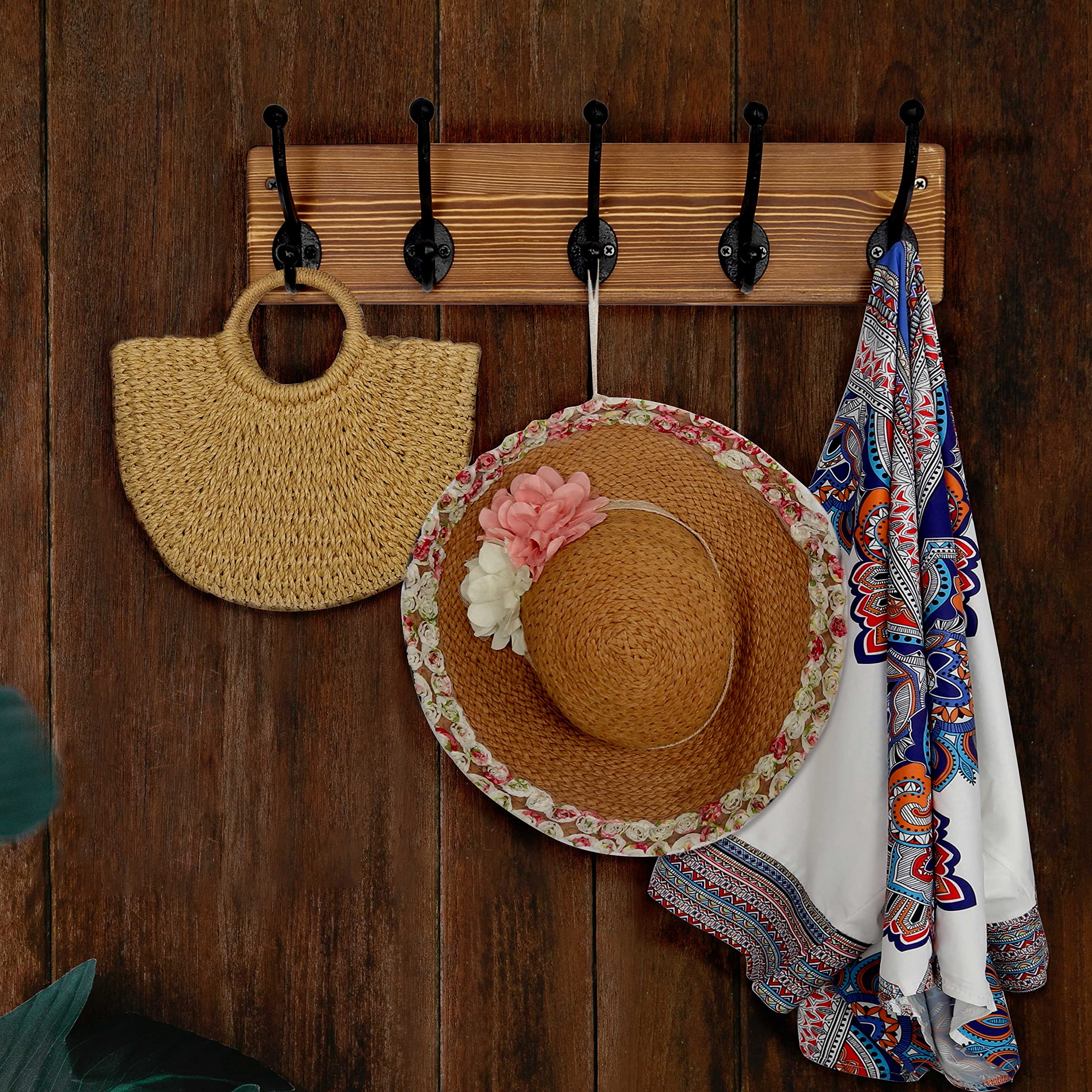 WEBI Rustic Wall Mount Coat Rack – Heavy Duty Cast Iron Hooks, 2 Pack