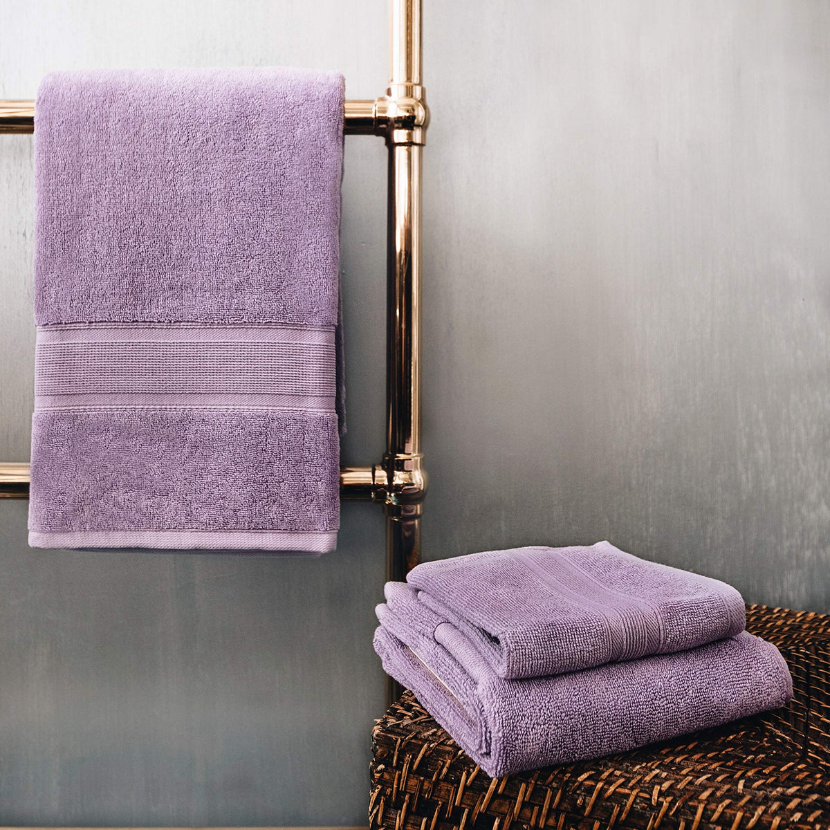 Luzia 8 Piece Towel Set - 100% Turkish Cotton, Premium Quality - 2 Bath Towels 2 Hand Towels and 4 Washcloths Lavender - image 3