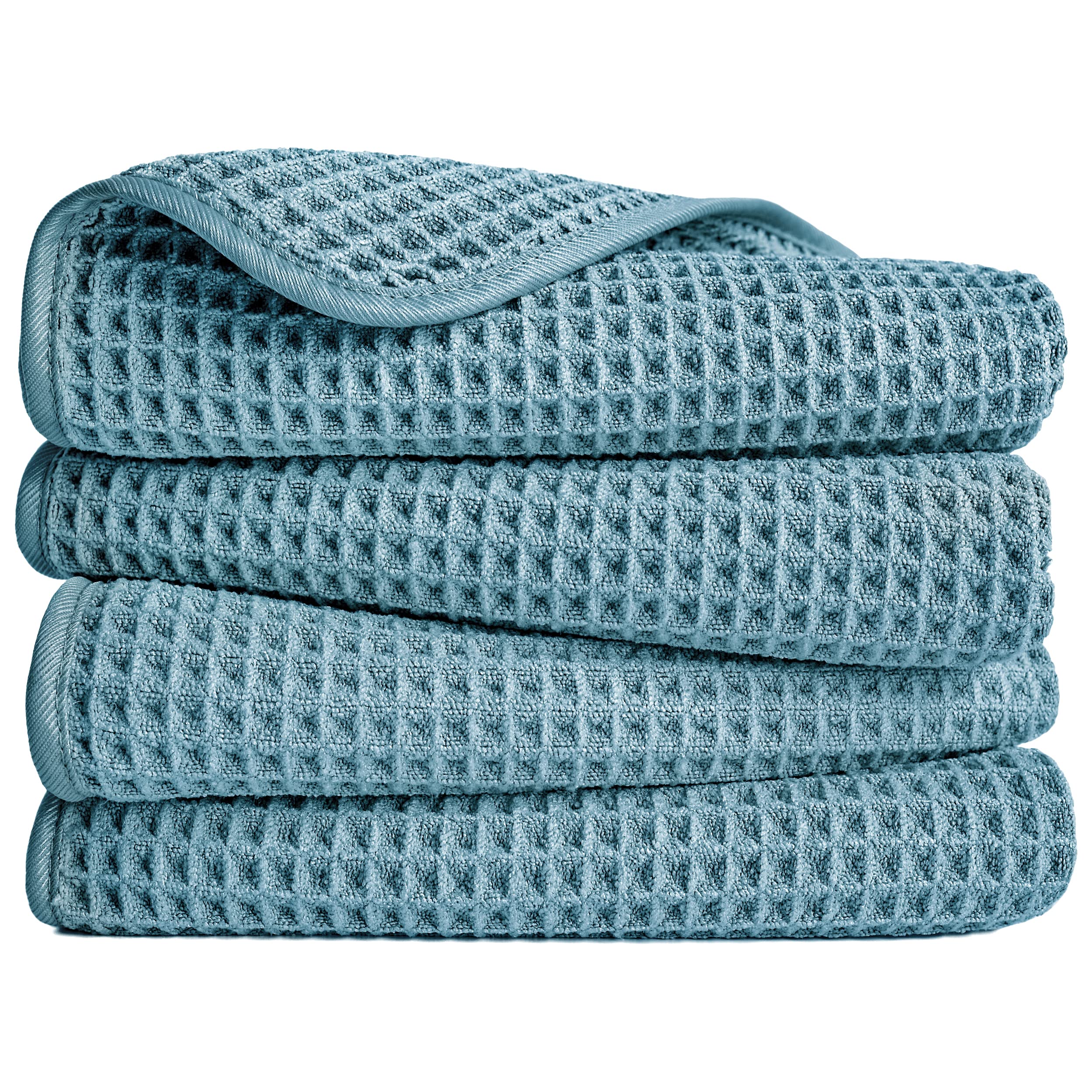 Polyte Microfiber Hand Towels | 4 Pack Waffle Weave Quick Dry - 40x76 cm