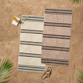 Catherine Lansfield Banded Stripe Cotton Beach Towel Pair - Cream