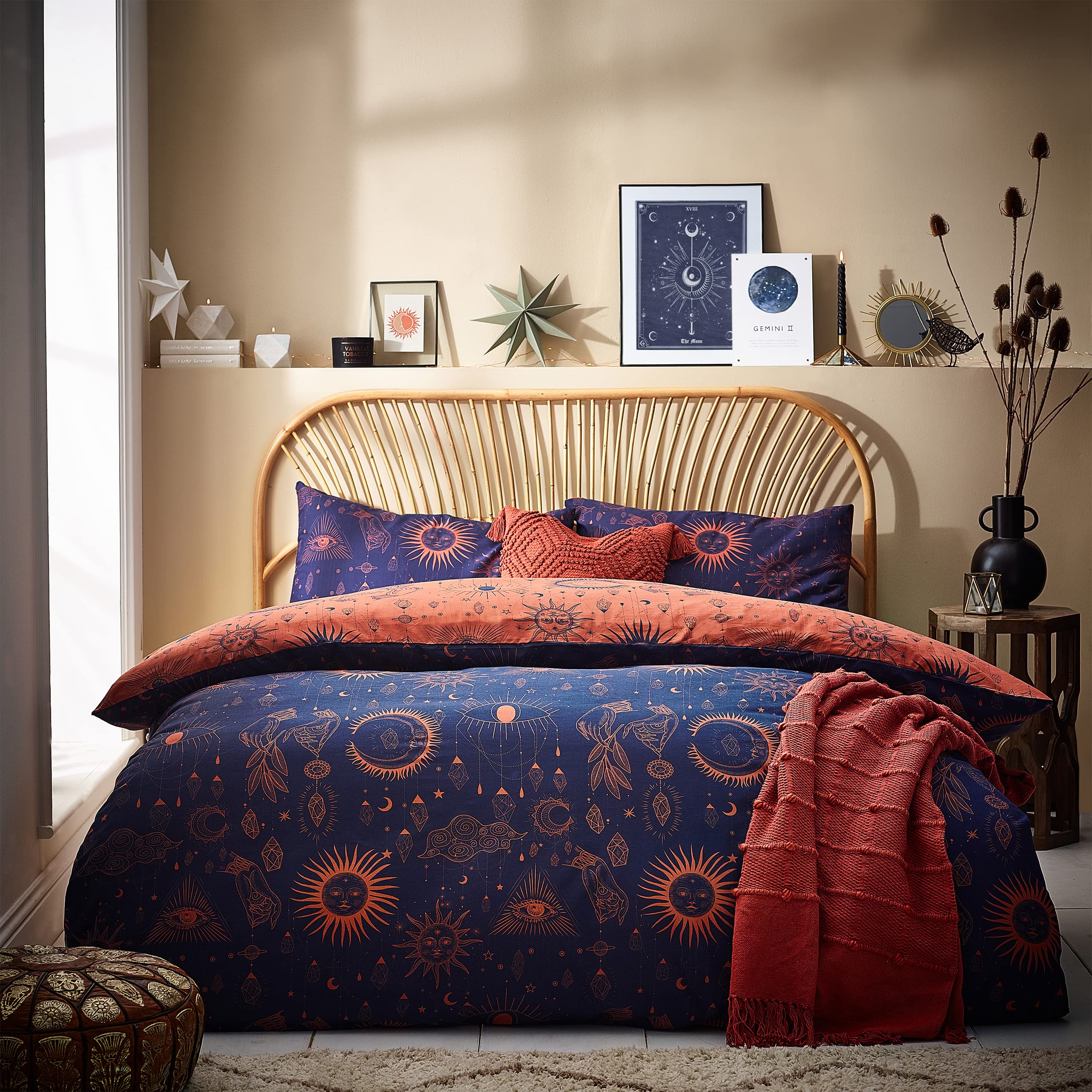 furn. Constellation Celestial Reversible Duvet Cover Set – Navy/Bronze